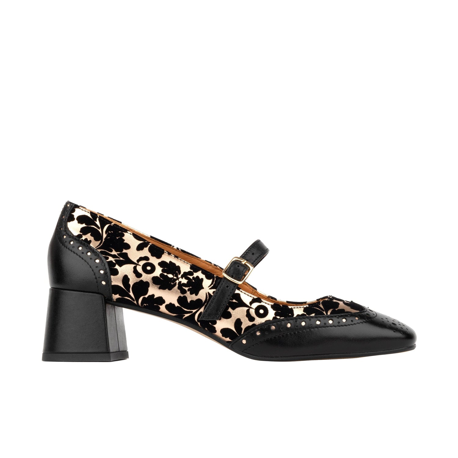 Mary Jane - Black & Rose Gold Womens Heels Embassy London