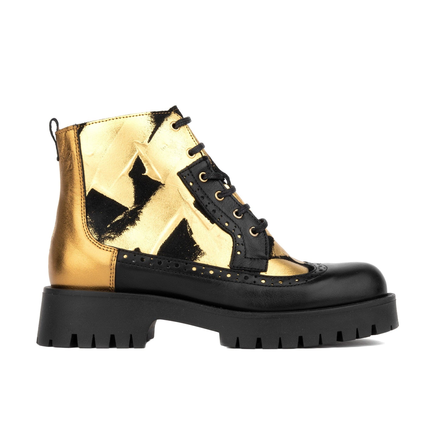 Hatter Platform - Gold & Black Womens Ankle Boots Embassy London
