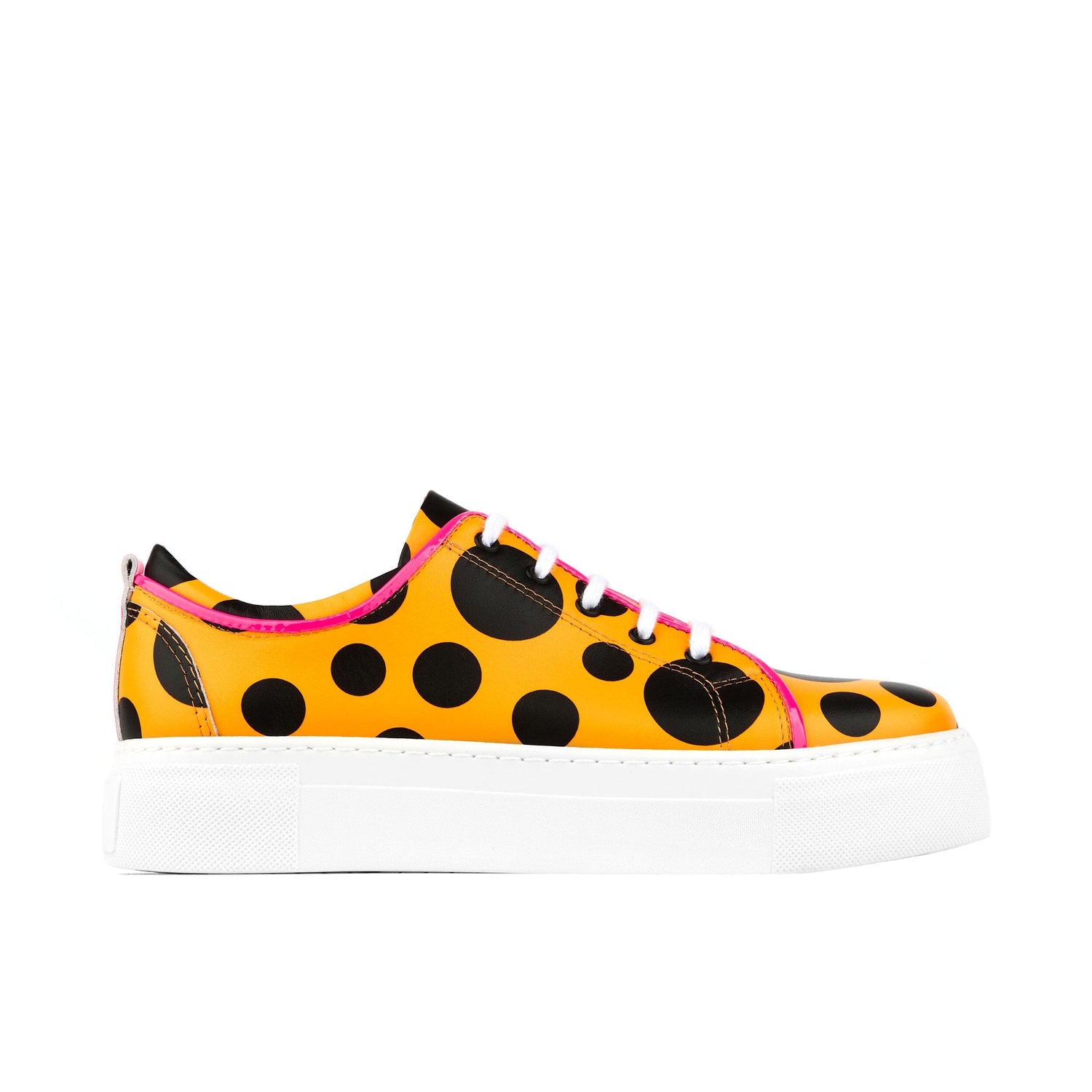 Camila - Orange & Black Polka Dot Womens Designer Sneakers Embassy London