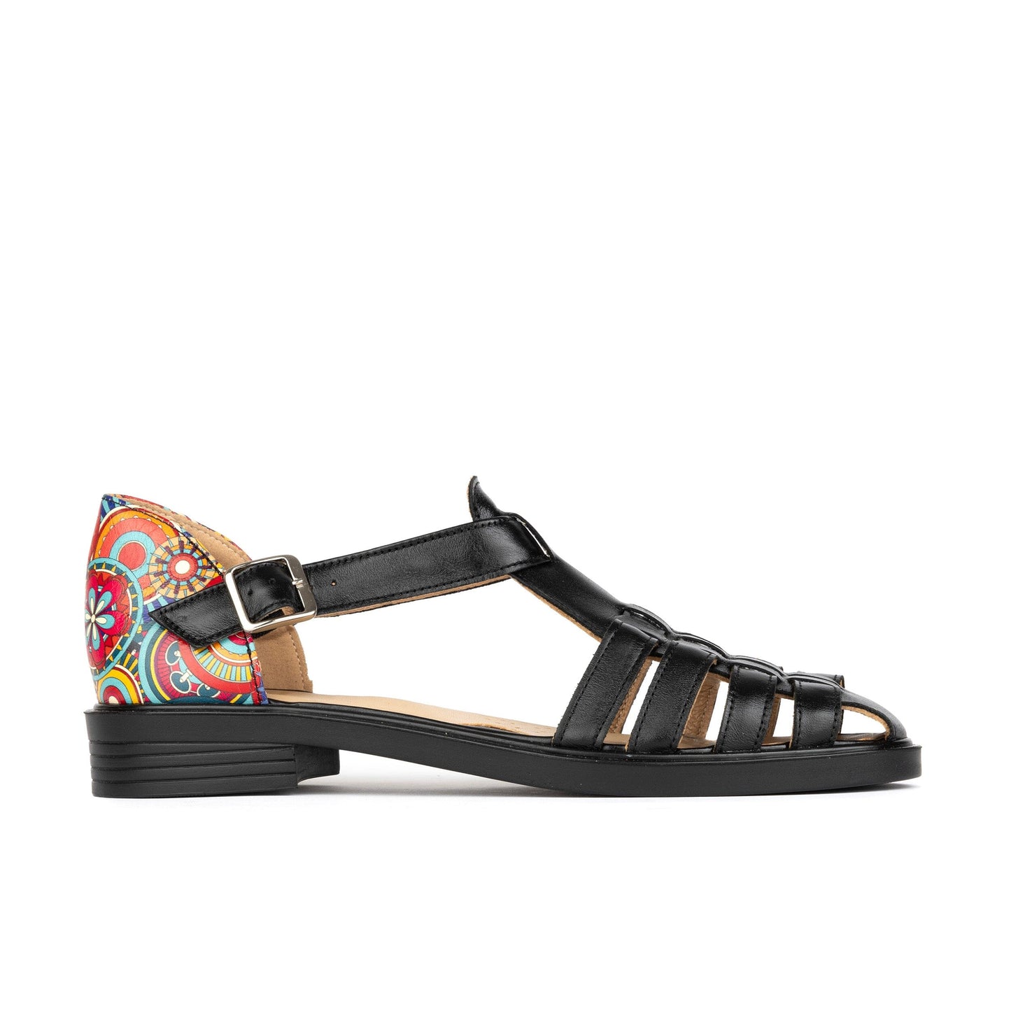 Sandy - Black & Signature Print Womens Sandals Embassy London