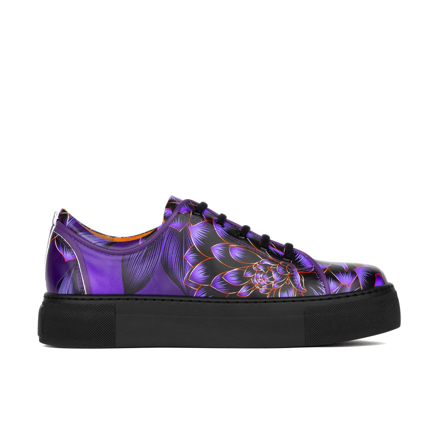 Camila - Black & Purple Flower Womens Trainers Embassy London