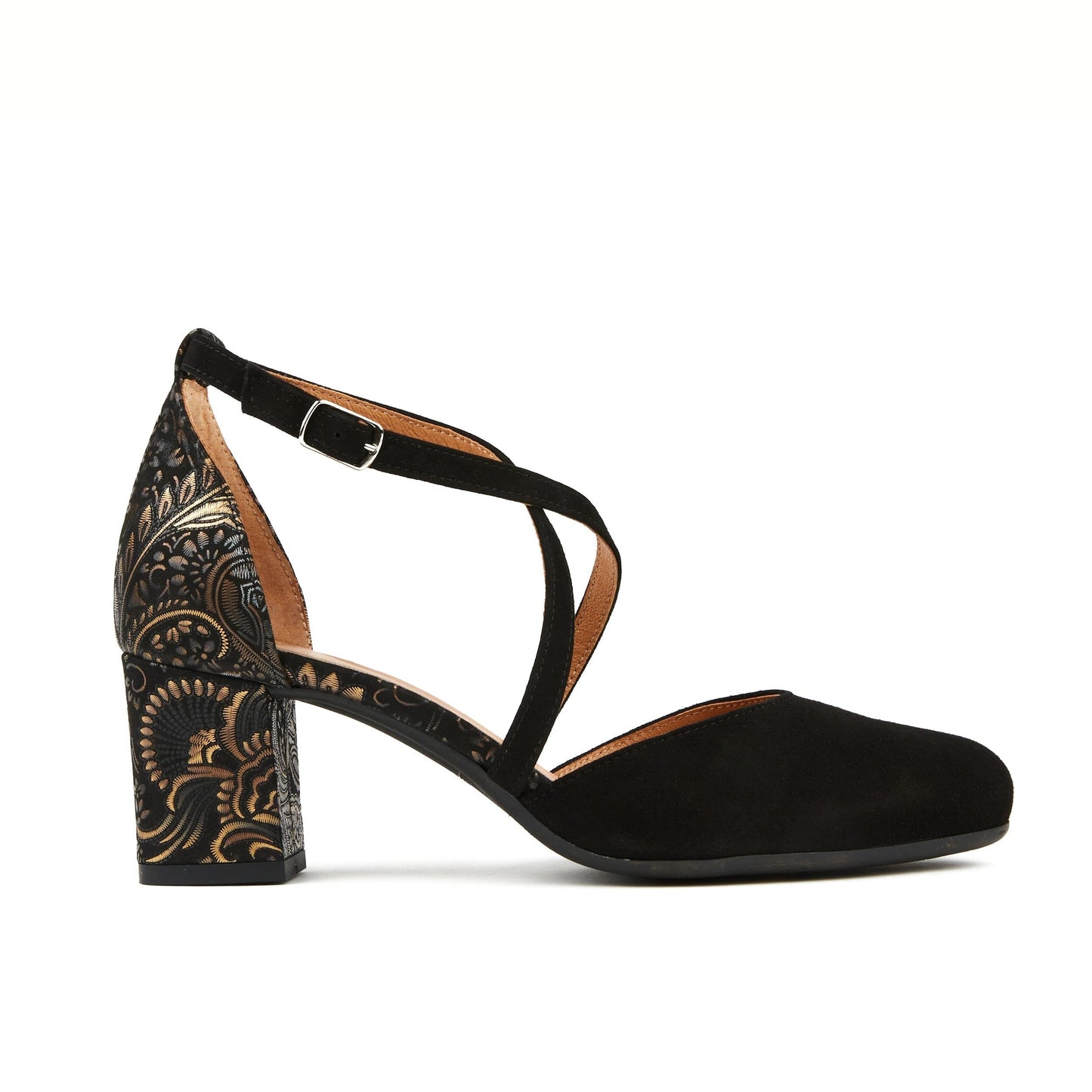 Dannii - Black & Gold Feathers Womens Heels Embassy London