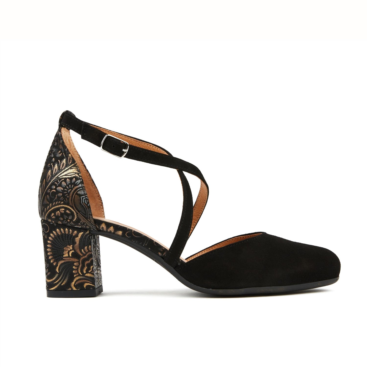 Dannii - Black & Gold Feathers Womens Heels Embassy London