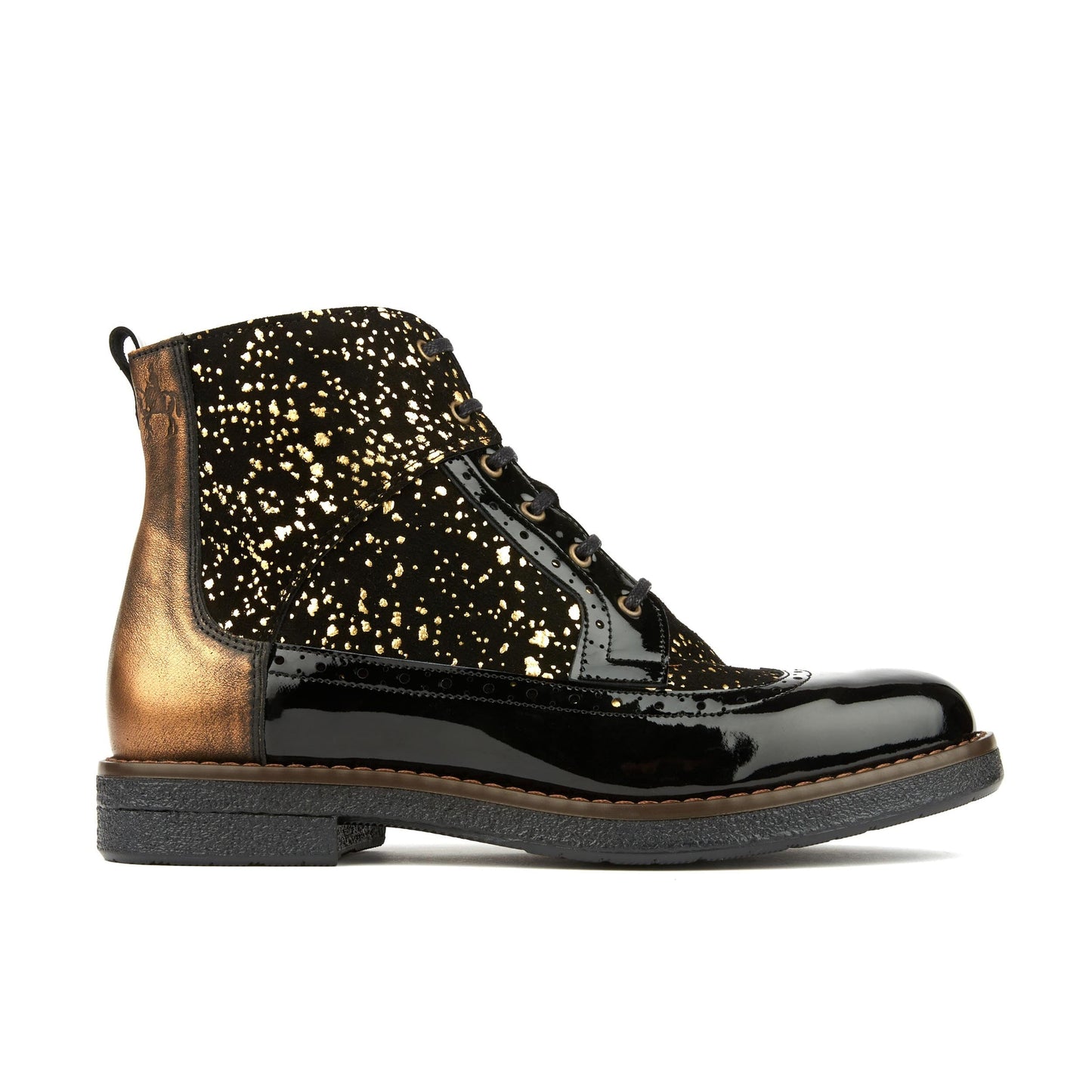 Hatter - Black Gold Drops Womens Ankle Boots Embassy London