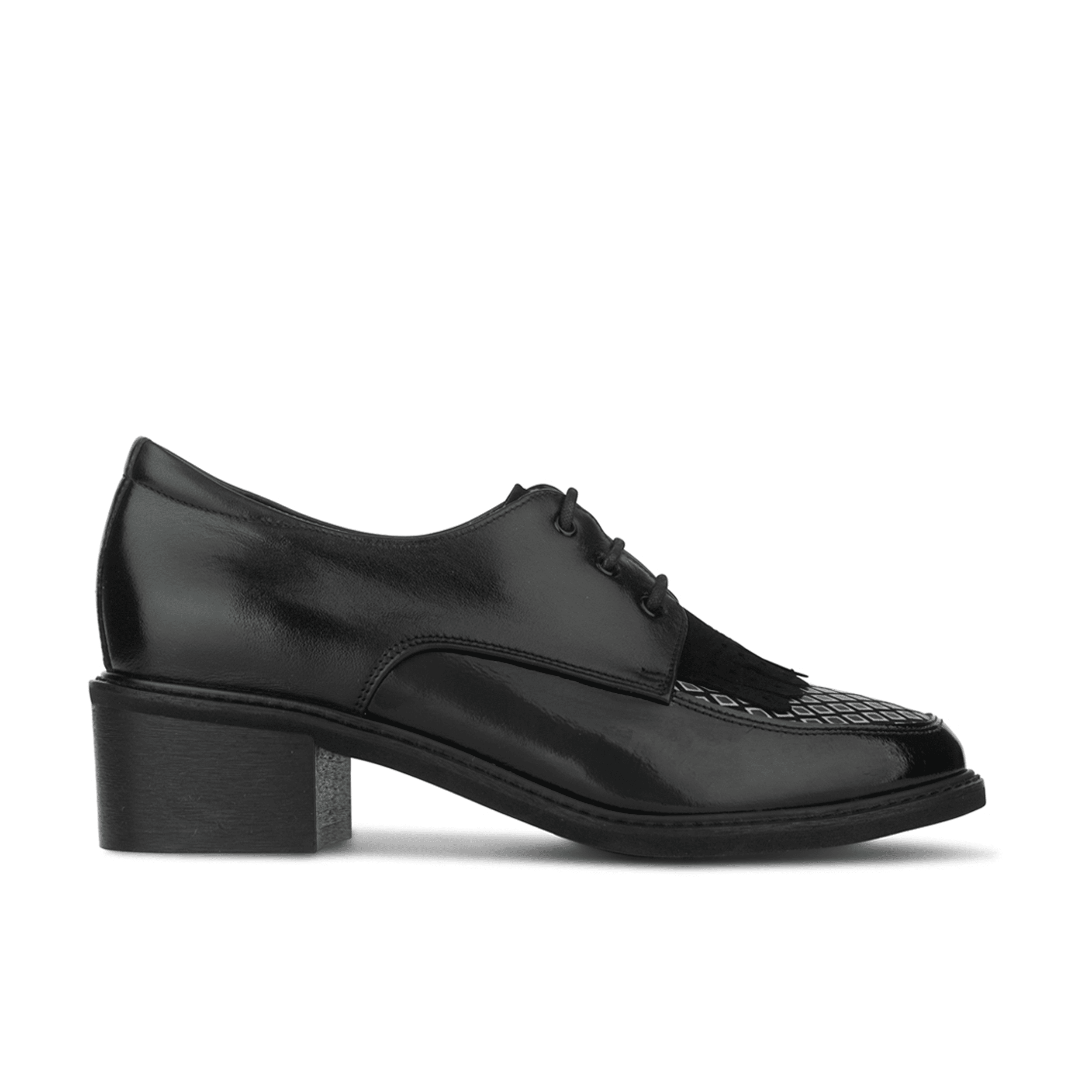 Women’s Heeled Oxford Shoes Black Grey Diamond Embassy London Retro Tone UK 8 / EU 41 / US 10