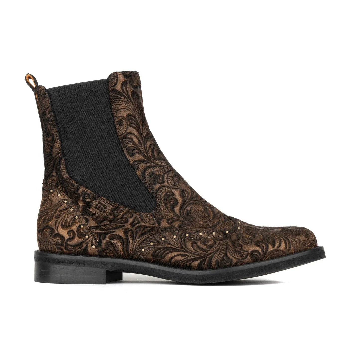 Catherine - Burgundy Floral Emboss Womens Ankle Boots Embassy London