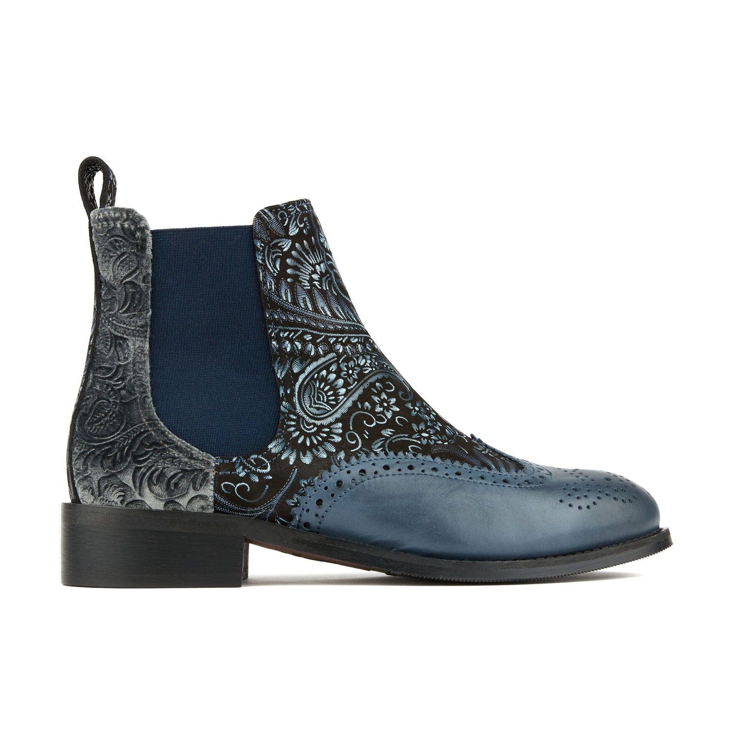 Mamacita - Silver Paisley & Black Womens Ankle Boots Embassy London