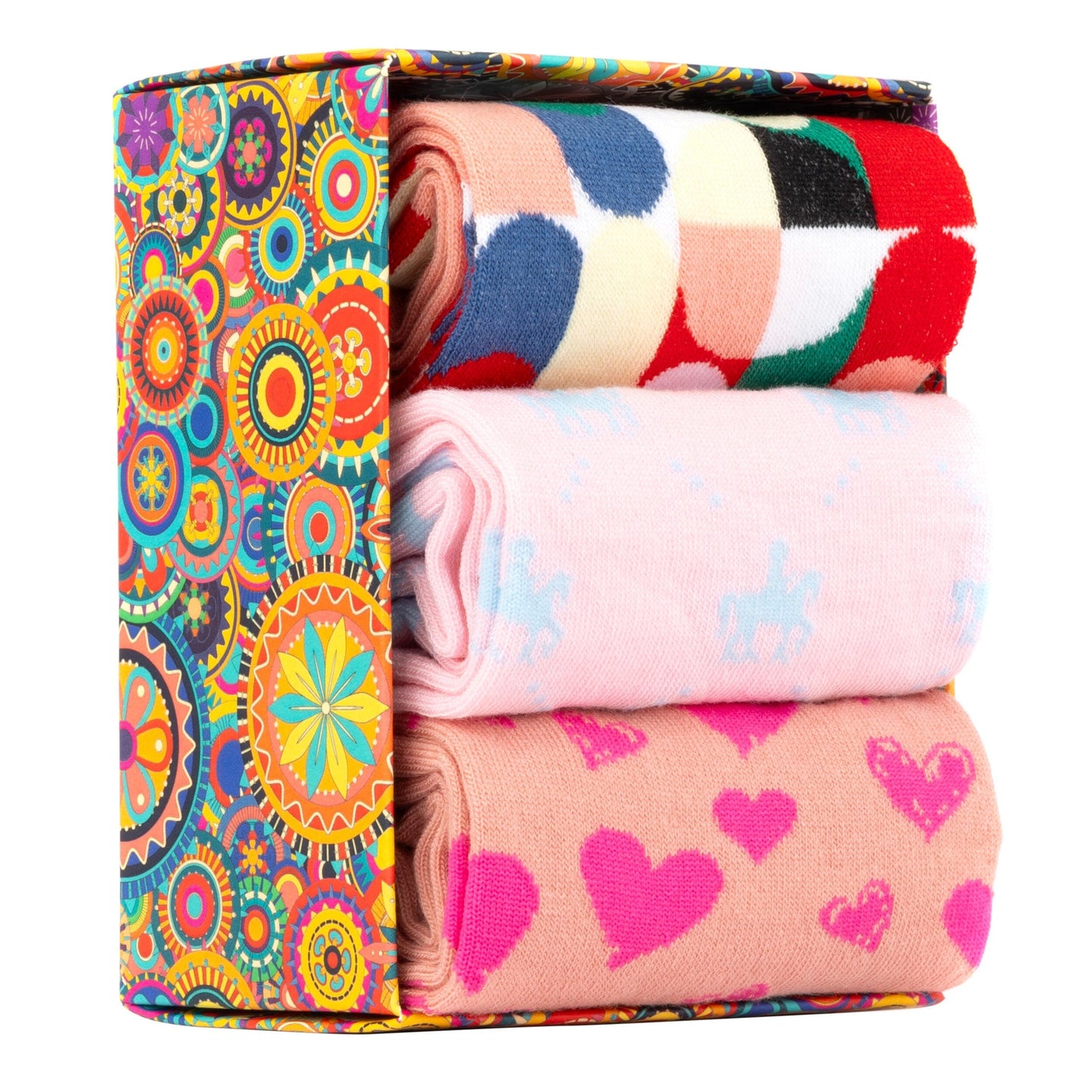 Socktopus - Pink Mix Pastel - Women's 3 pack cotton crew socks size UK 3 to 7 in pink mix Womens Socks Embassy London