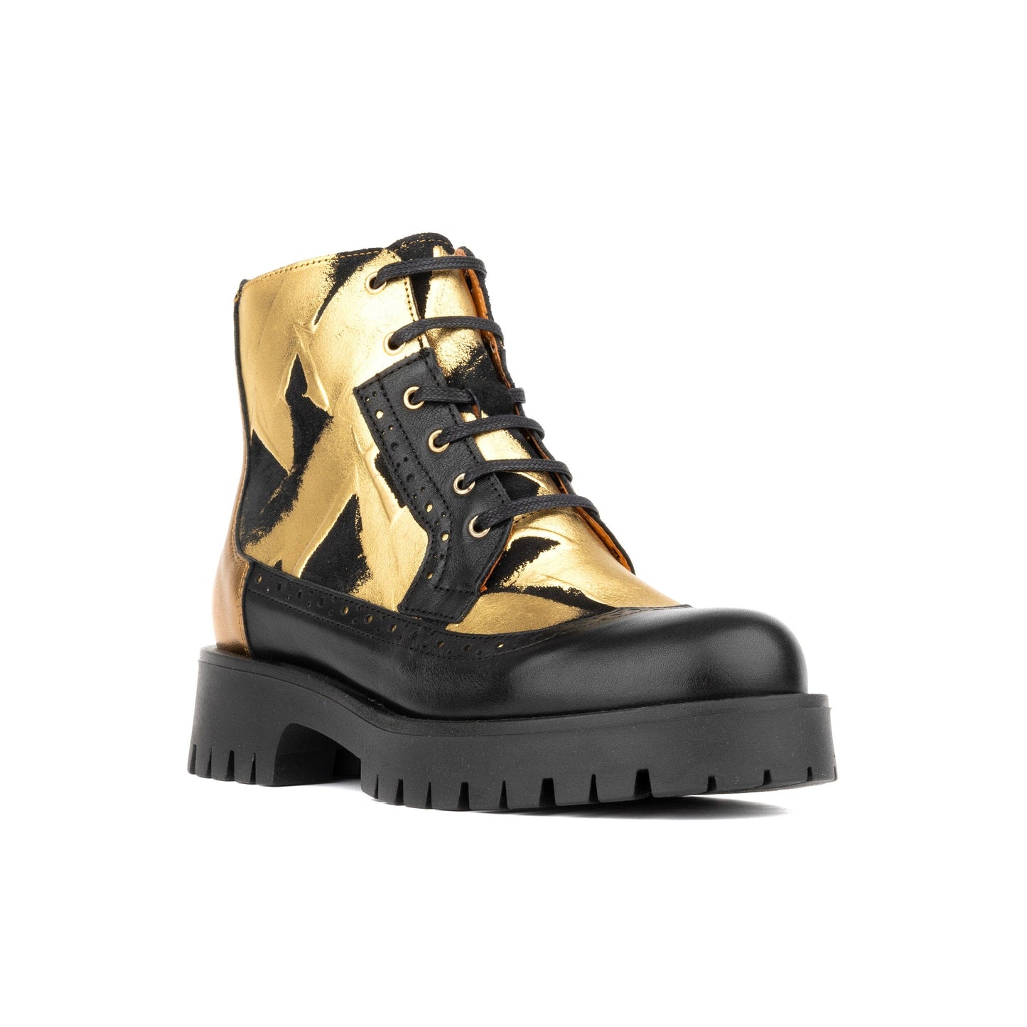 Hatter Platform - Gold & Black Womens Ankle Boots Embassy London