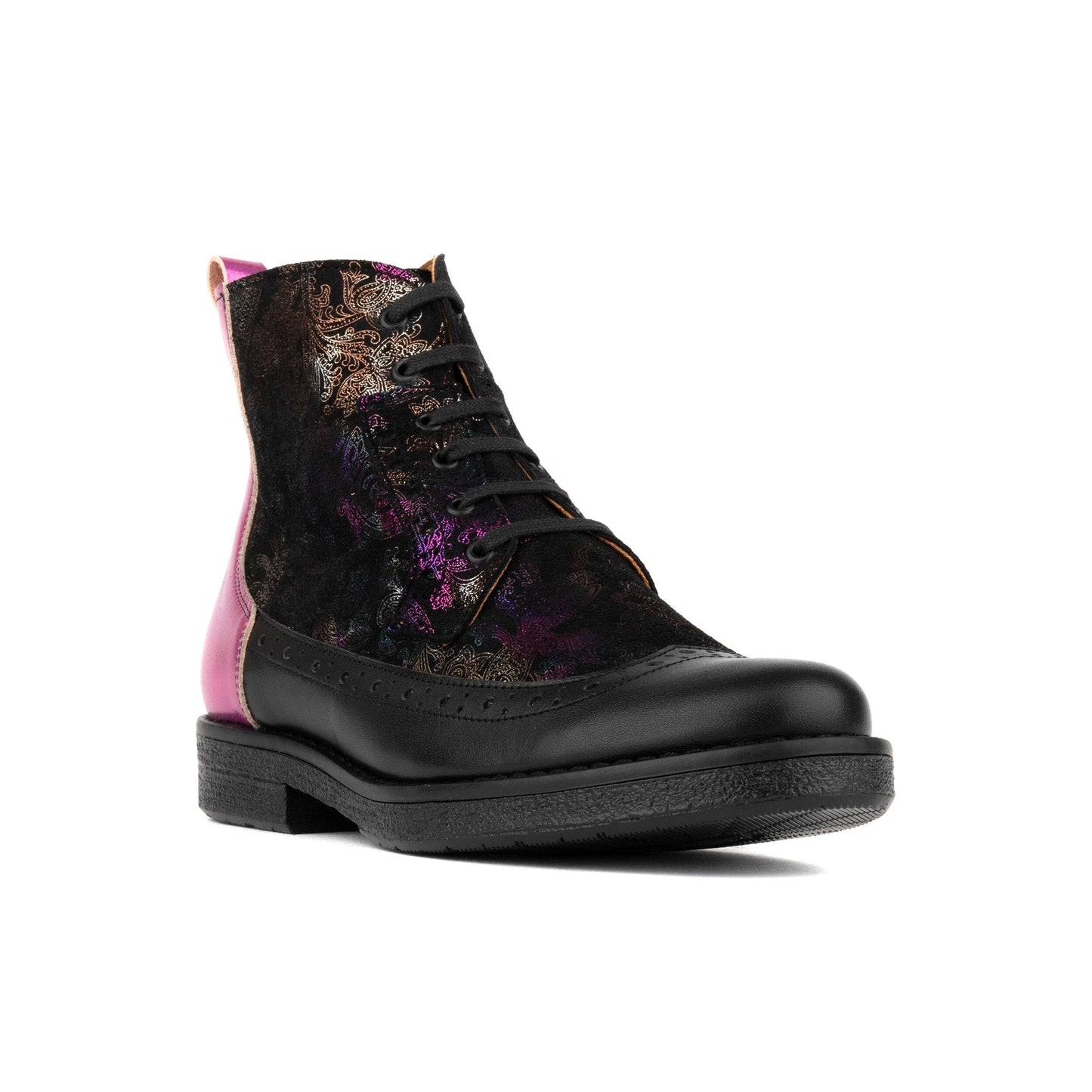 Hatter - Dark Winter Foil & Pink Womens Ankle Boots Embassy London