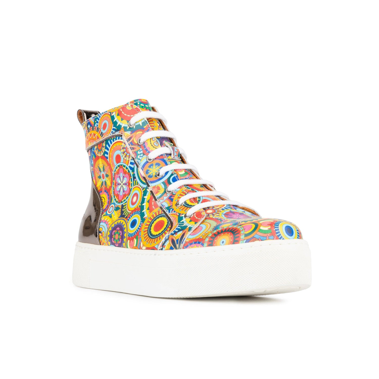 Camila High - Silver & Signature Print Womens Trainers Embassy London