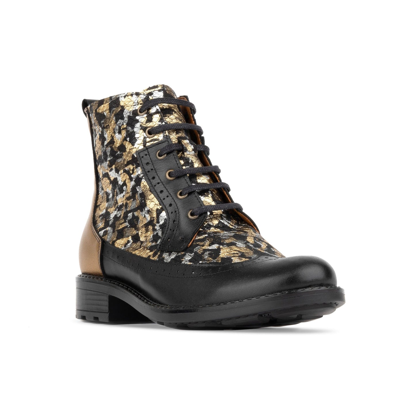 Milliner - Black & Gold Shimmer Womens Ankle Boots Embassy London