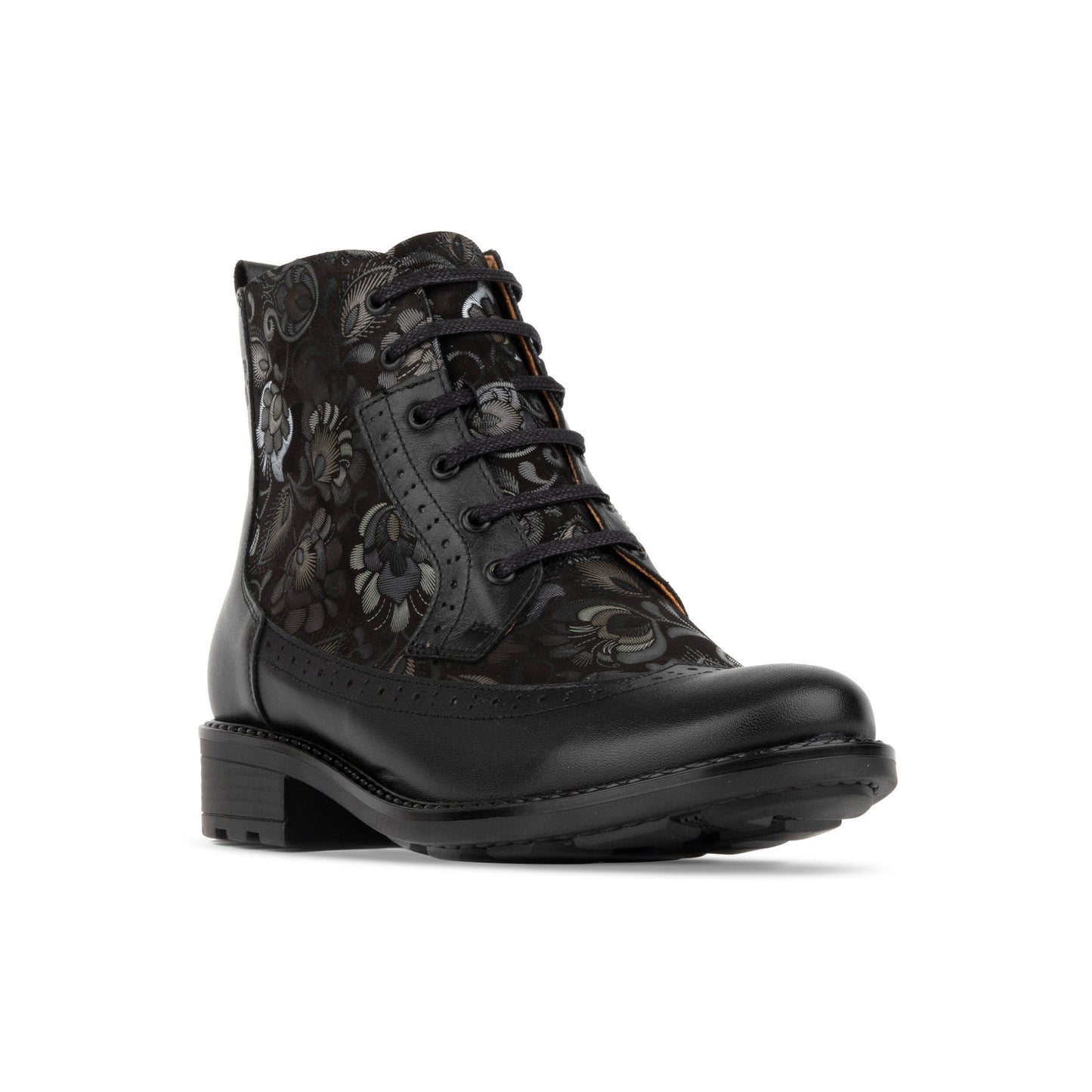 Milliner - Black Emboss Womens Ankle Boots Embassy London