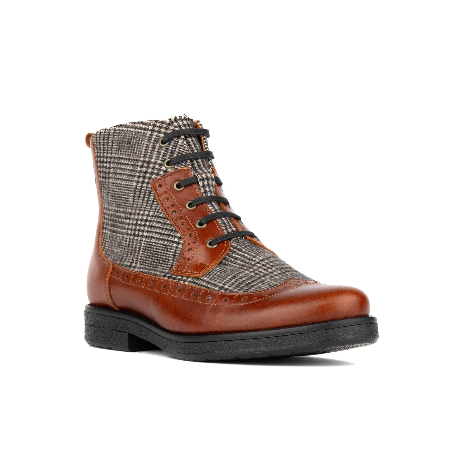 Hatter - Brown & Brown Check Womens Ankle Boots Embassy London