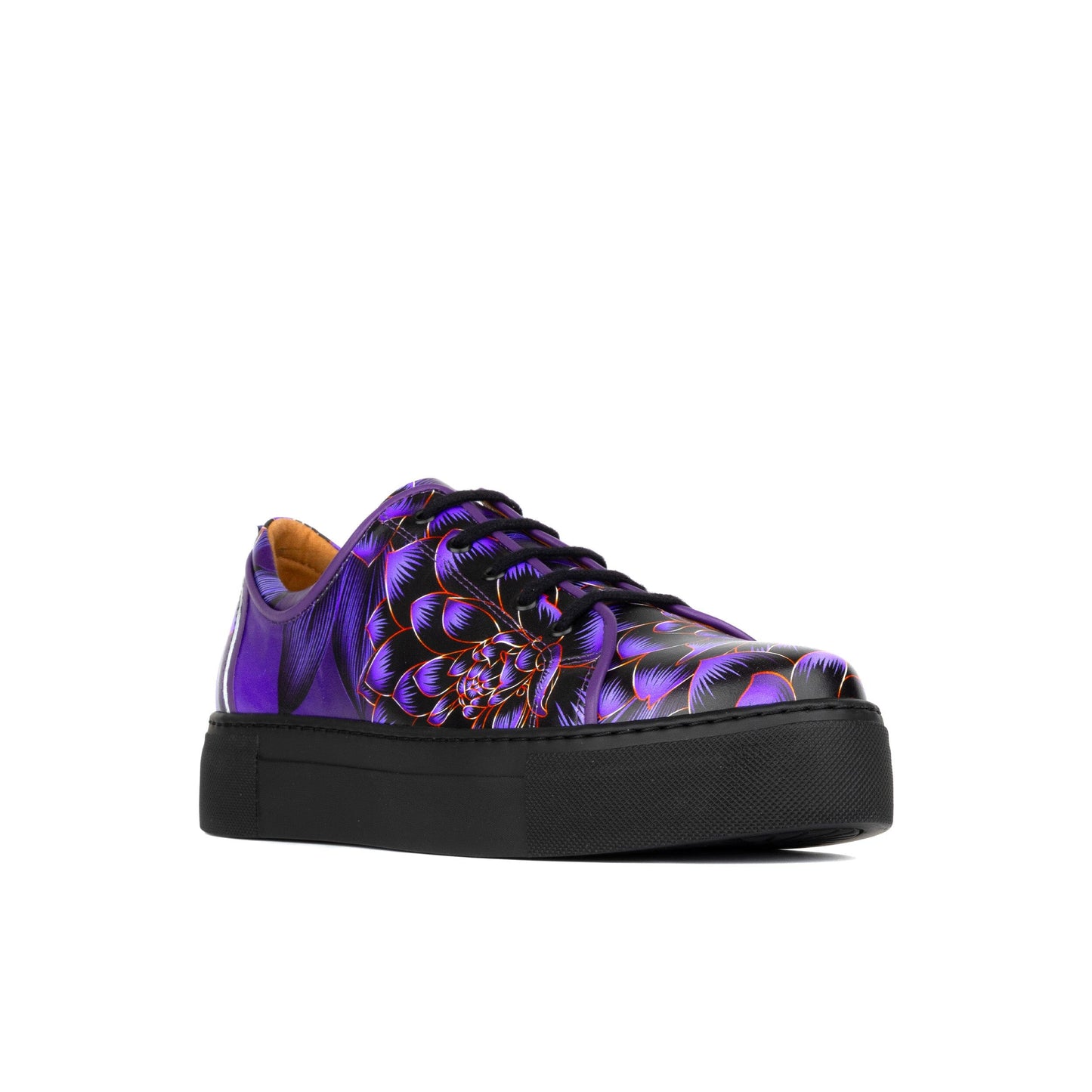 Camila - Black & Purple Flower Womens Trainers Embassy London