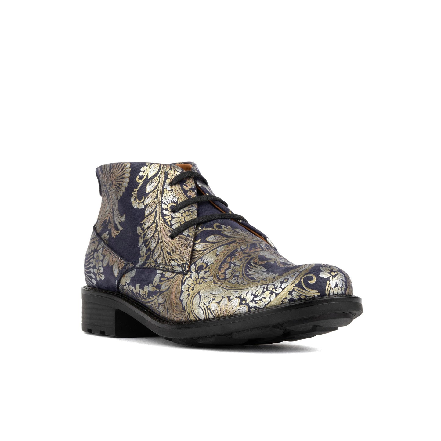 Laviva - Blue & Silver Paisley Womens Ankle Boots Embassy London
