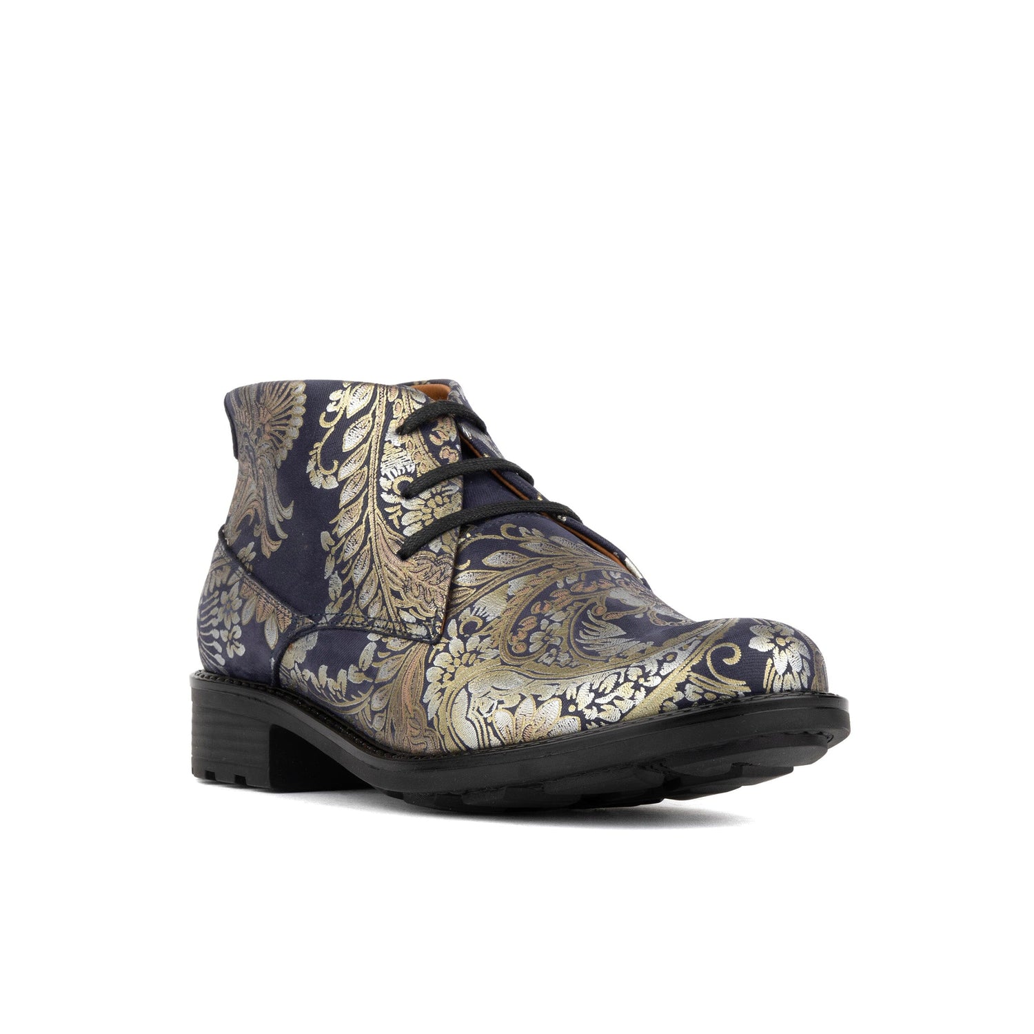 Laviva - Blue & Silver Paisley Womens Ankle Boots Embassy London