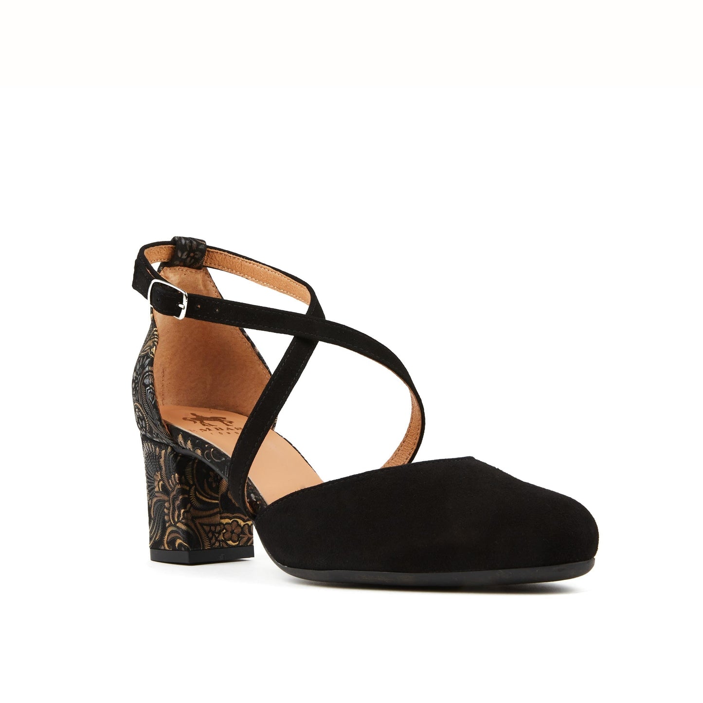 Dannii - Black & Gold Feathers Womens Heels Embassy London