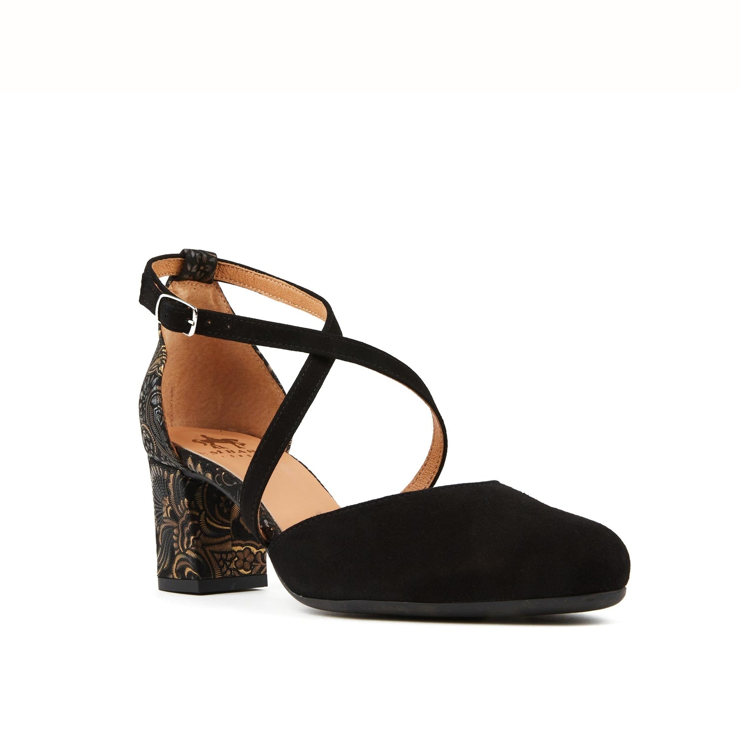 Dannii - Black & Gold Feathers Womens Heels Embassy London