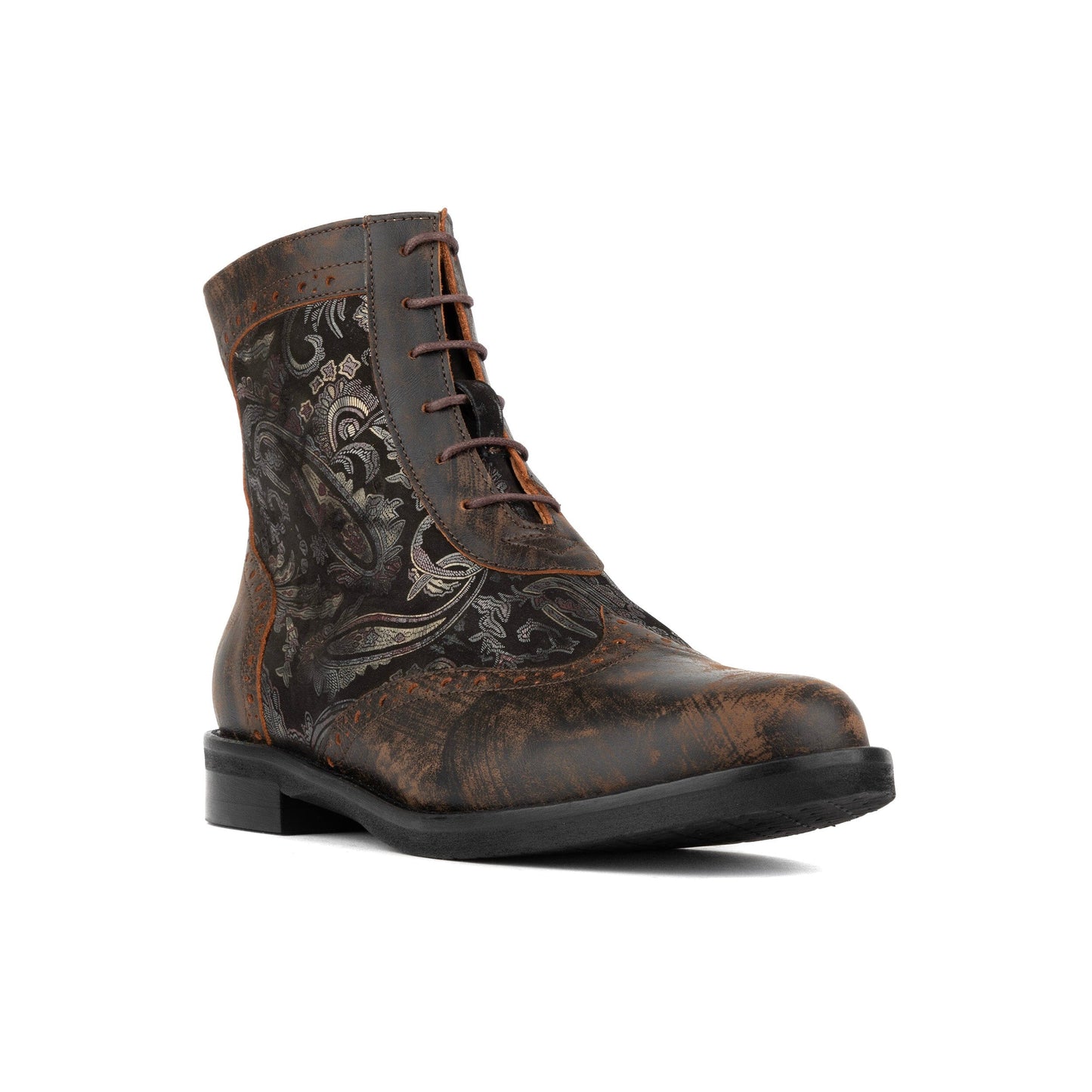 Mantis - Black & Gold & Burgundy Womens Ankle Boots Embassy London