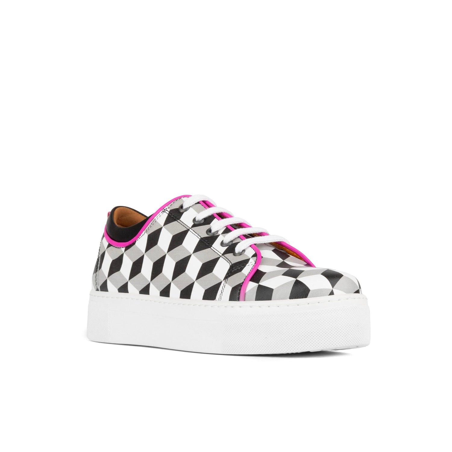 Camila - Black & White Cubics Womens Trainers Embassy London