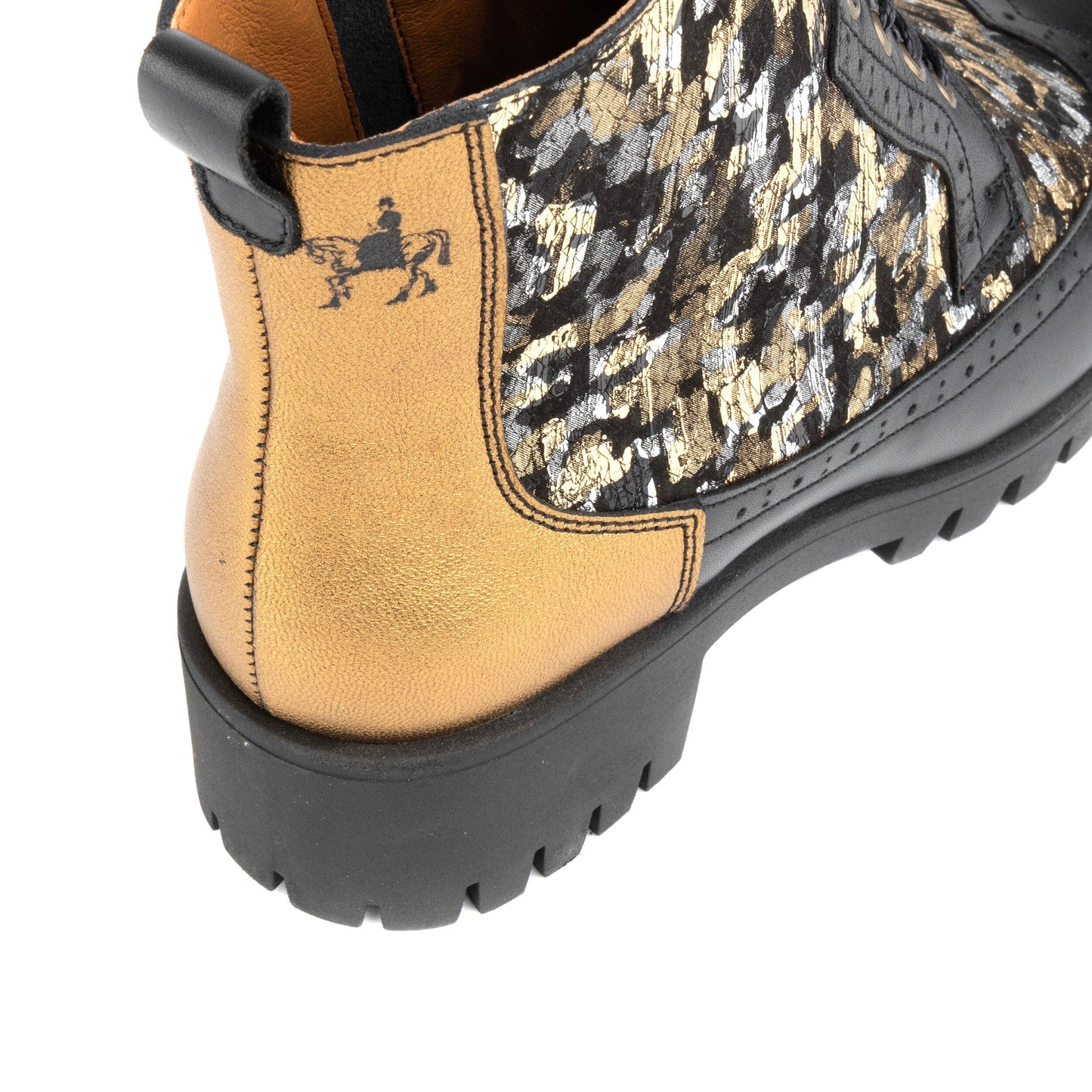 Milliner Platform - Black & Gold Shimmer Womens Ankle Boots Embassy London