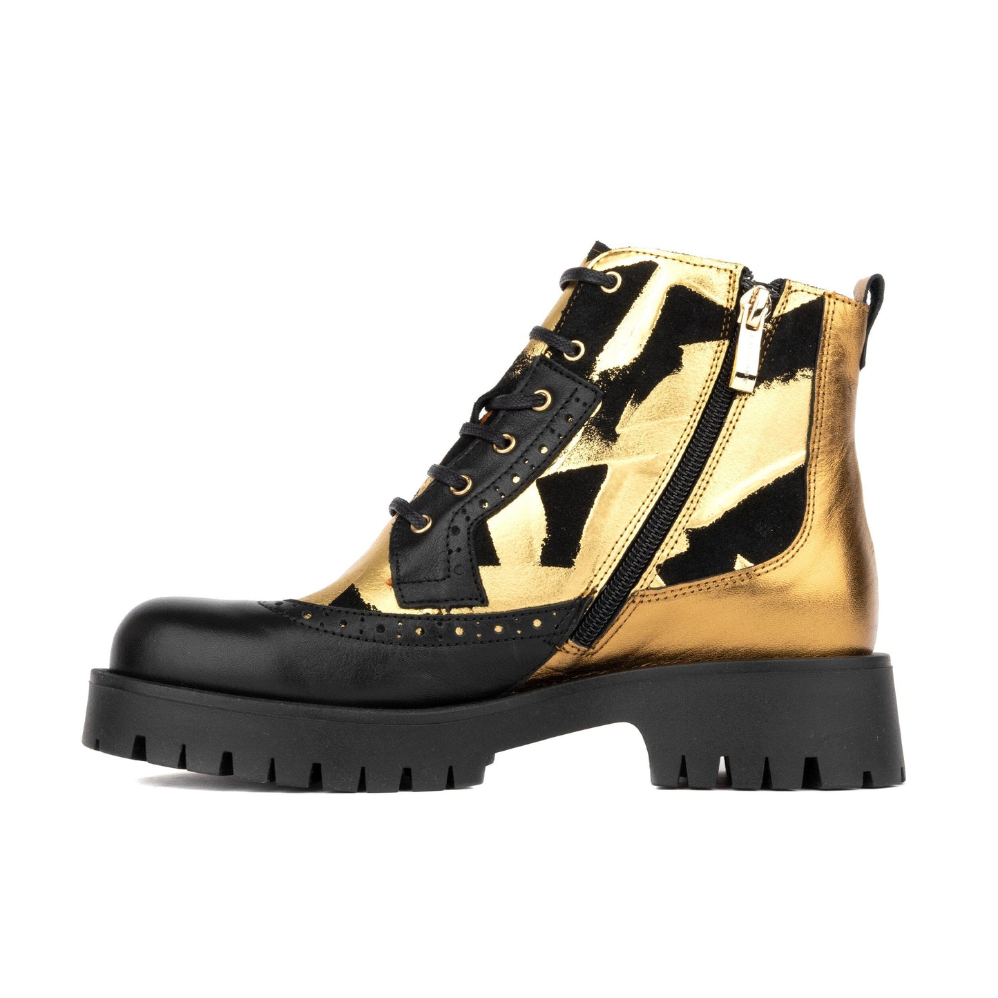 Hatter Platform - Gold & Black Womens Ankle Boots Embassy London