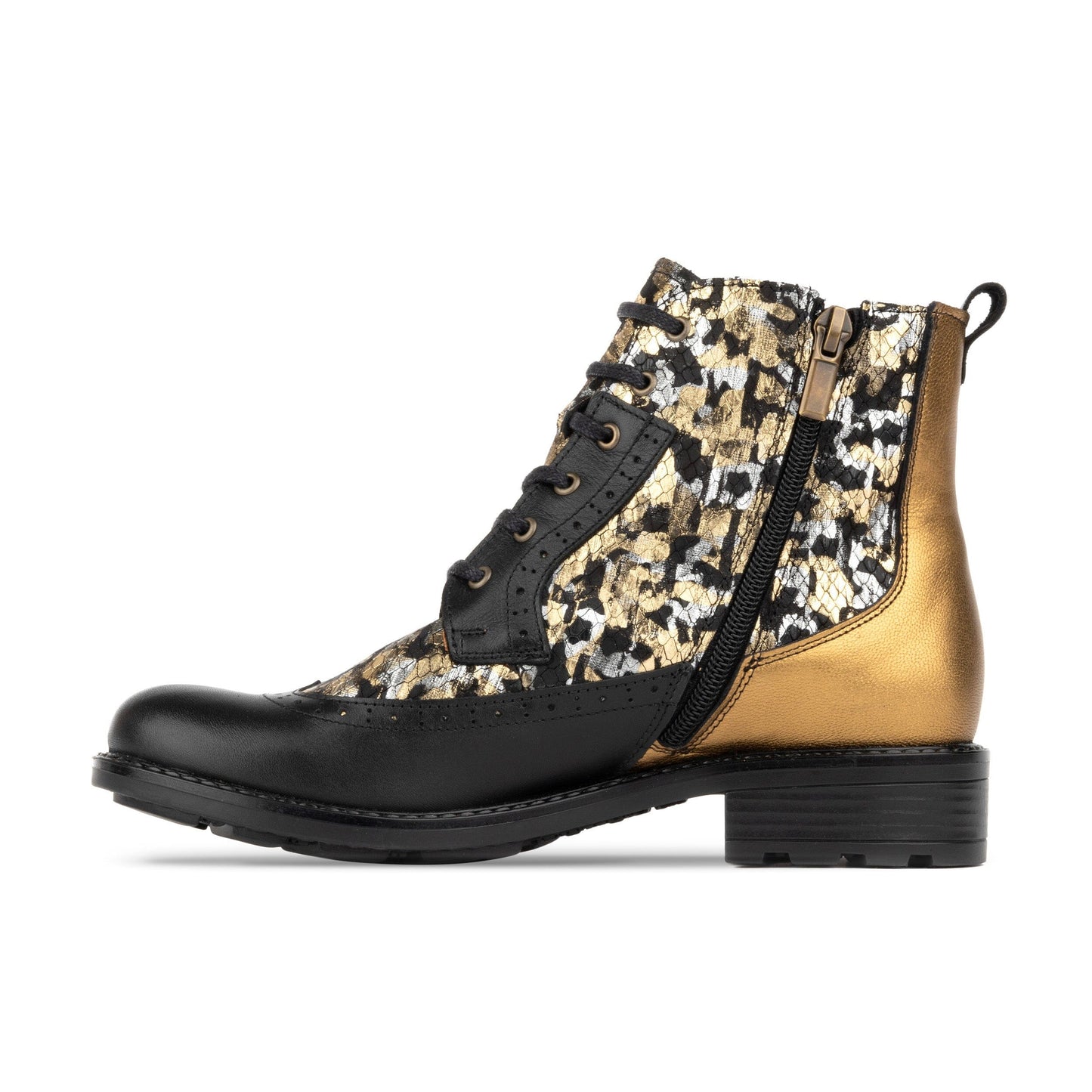 Milliner - Black & Gold Shimmer Womens Ankle Boots Embassy London