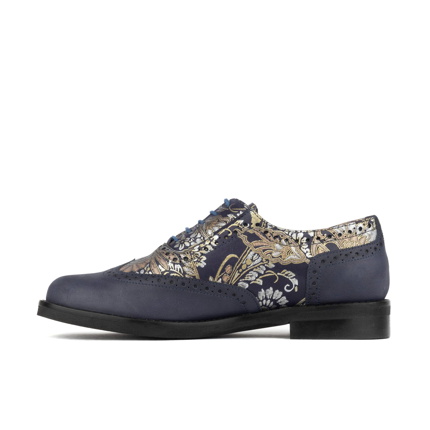 Vivienne - Blue & Silver Paisley Womens Shoes Embassy London
