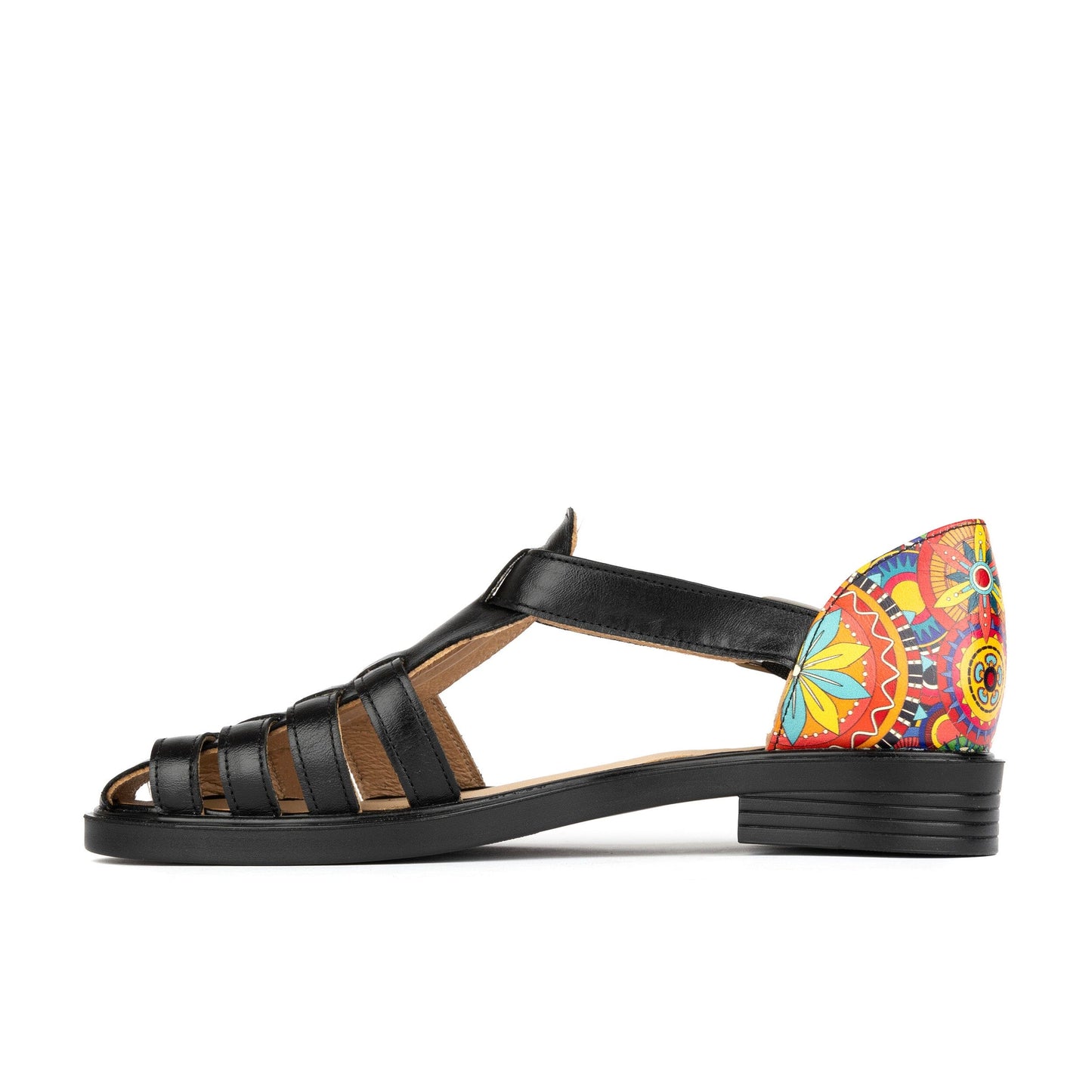 Sandy - Black & Signature Print Womens Sandals Embassy London