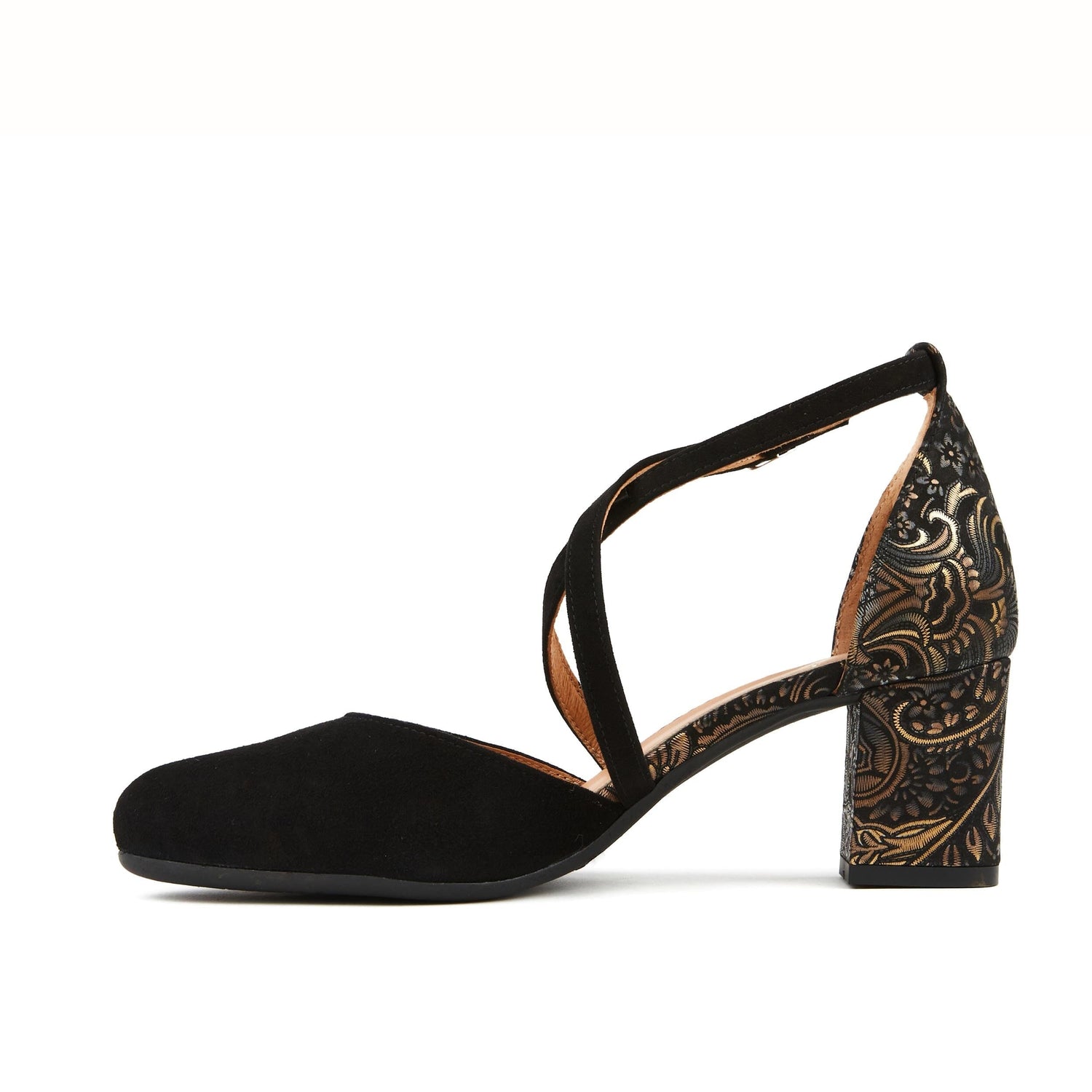 Dannii - Black & Gold Feathers Womens Heels Embassy London