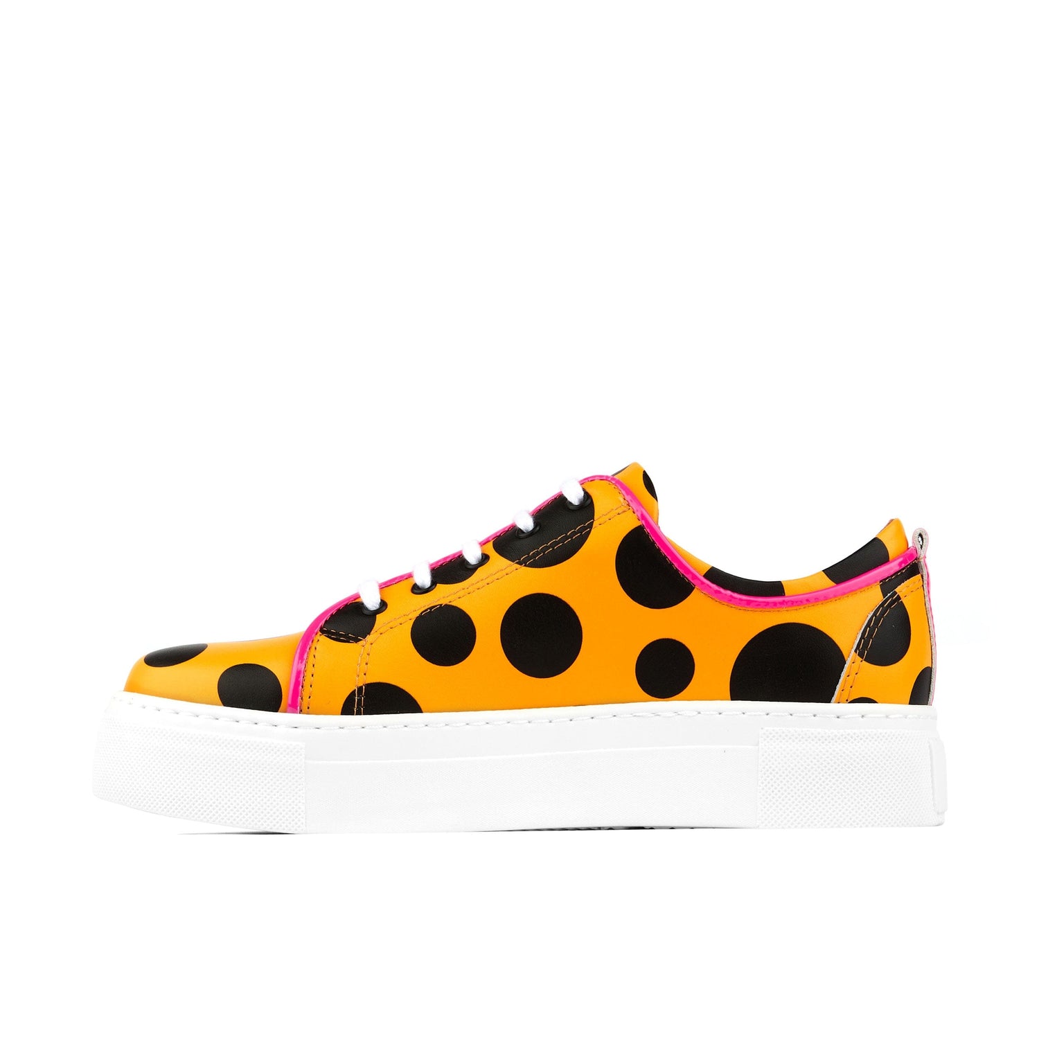 Camila - Orange & Black Polka Dot Womens Designer Sneakers Embassy London
