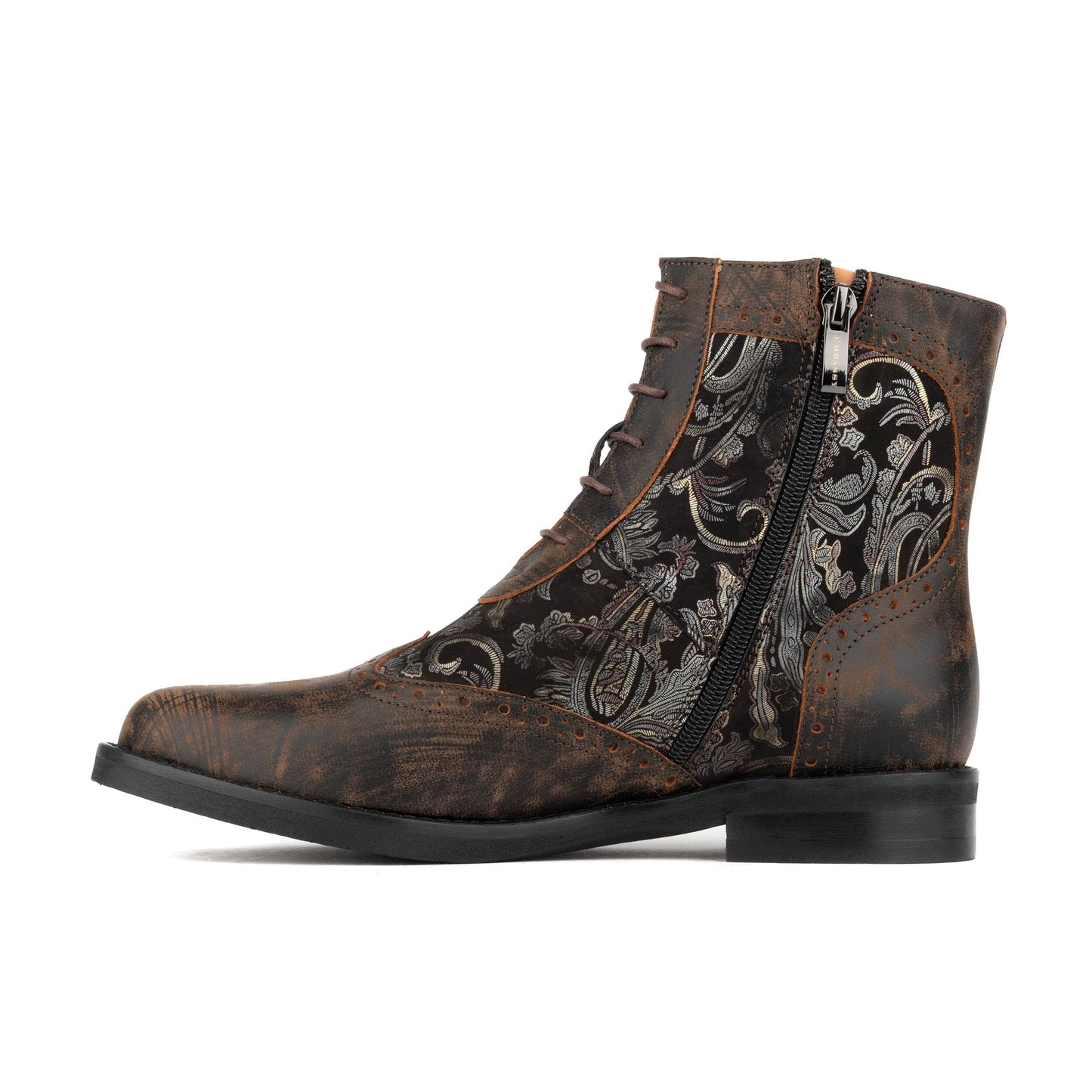 Mantis - Black & Gold & Burgundy Womens Ankle Boots Embassy London