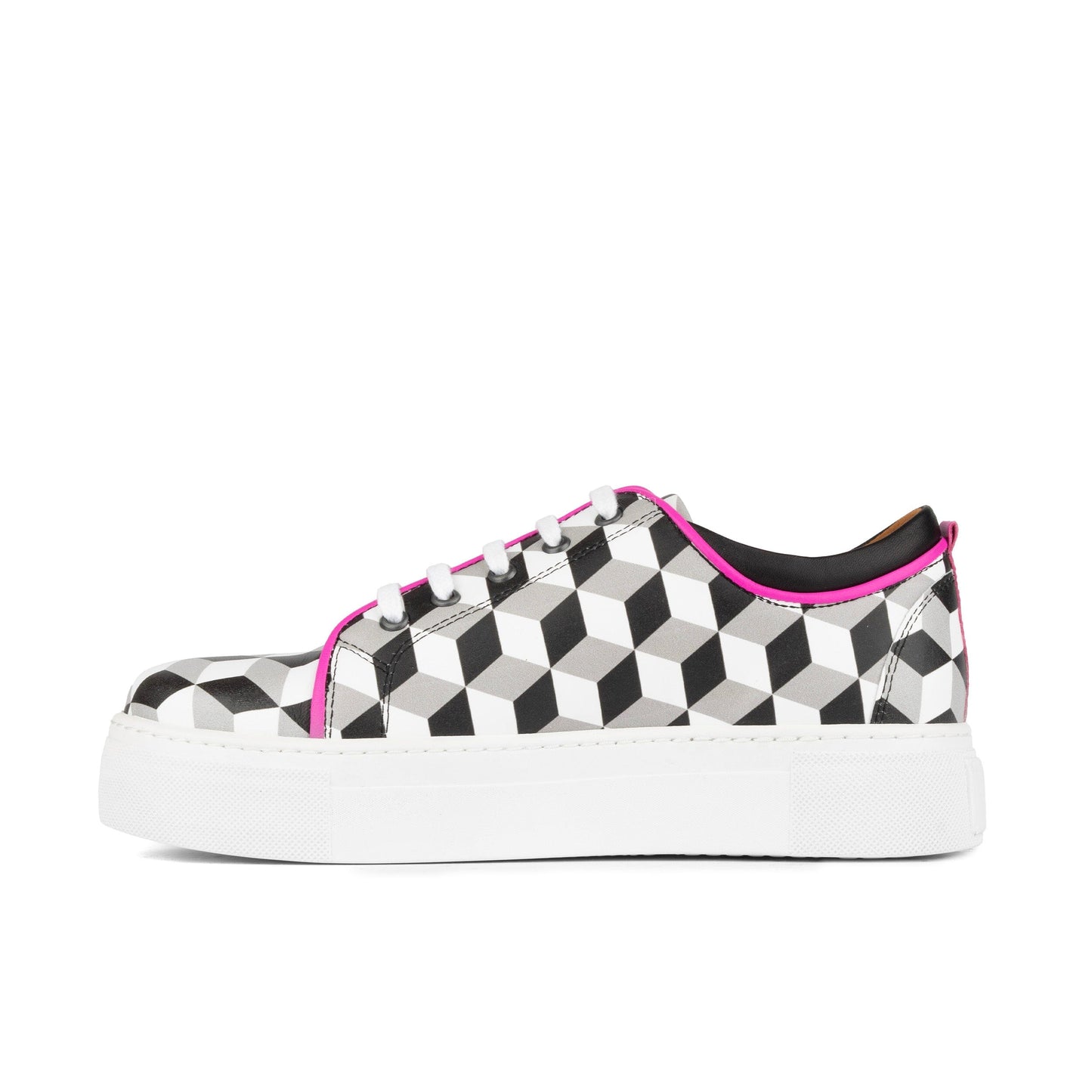Camila - Black & White Cubics Womens Trainers Embassy London