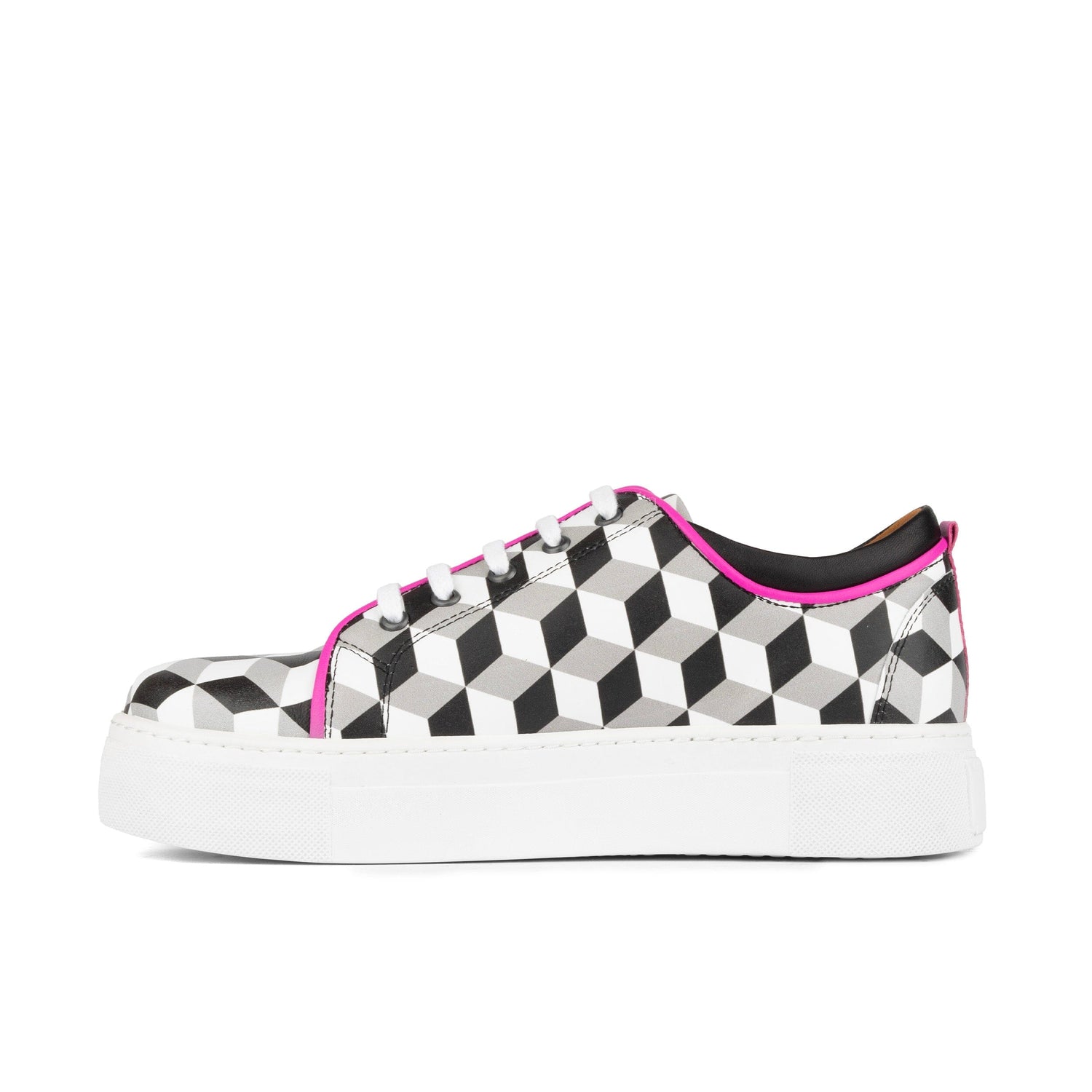 Camila - Black & White Cubics Womens Trainers Embassy London