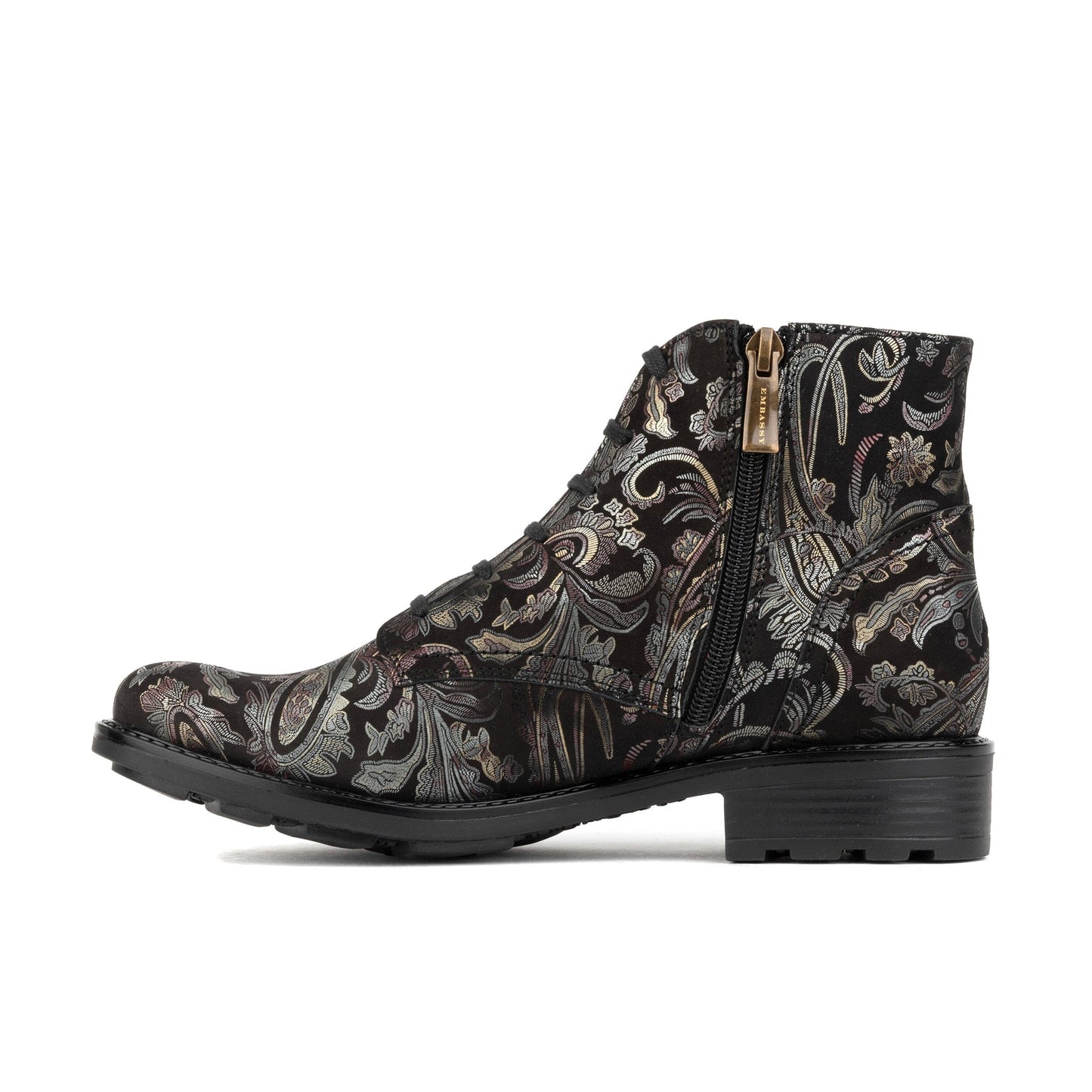 Laviva - Black & Gold & Burgundy Womens Ankle Boots Embassy London