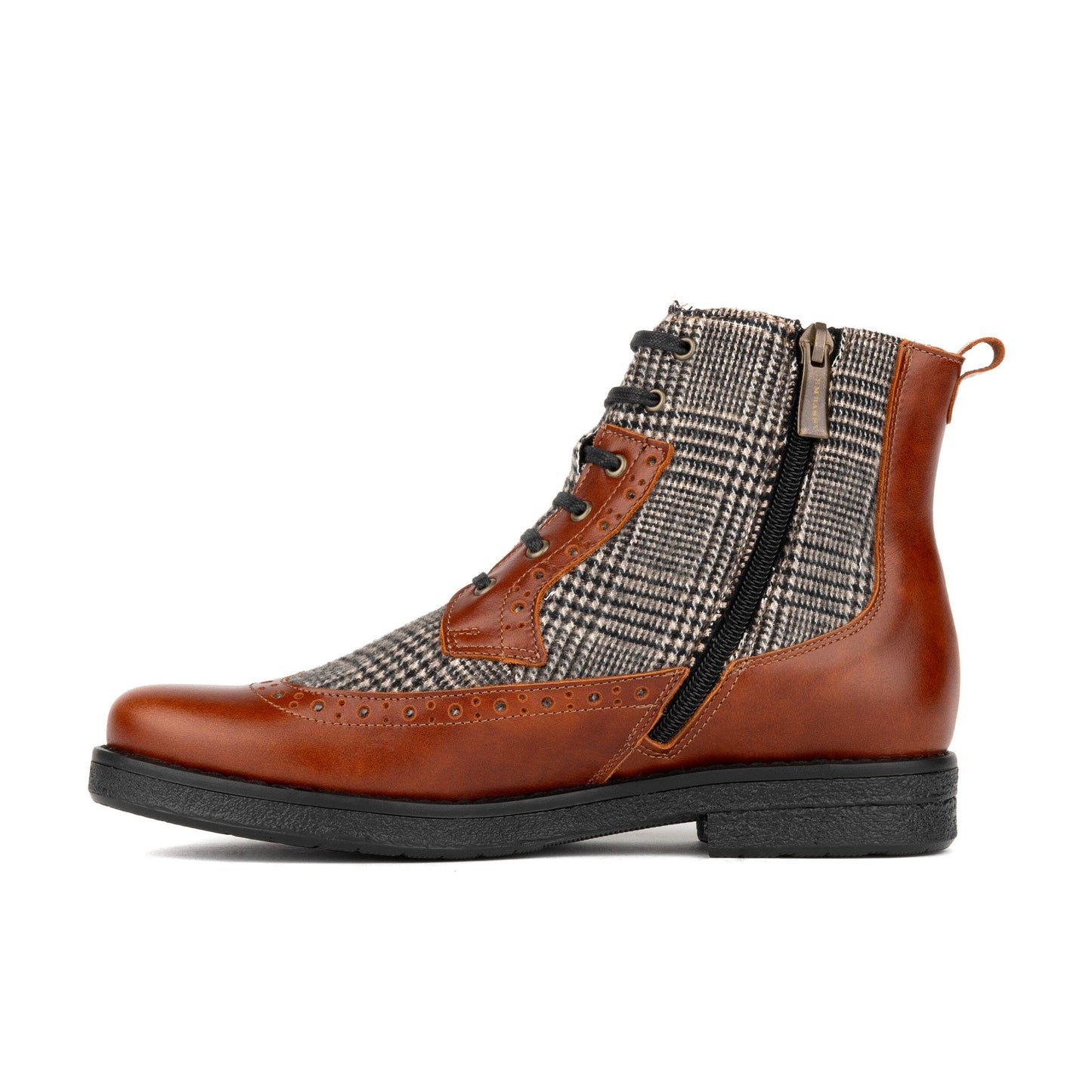 Hatter - Brown & Brown Check Womens Ankle Boots Embassy London