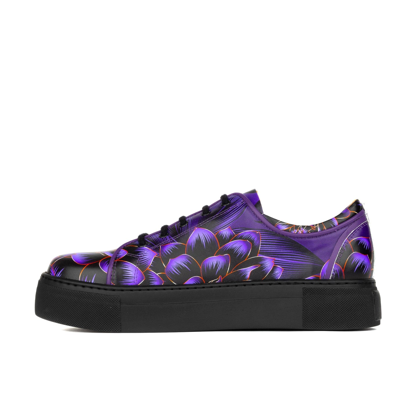 Camila - Black & Purple Flower Womens Trainers Embassy London