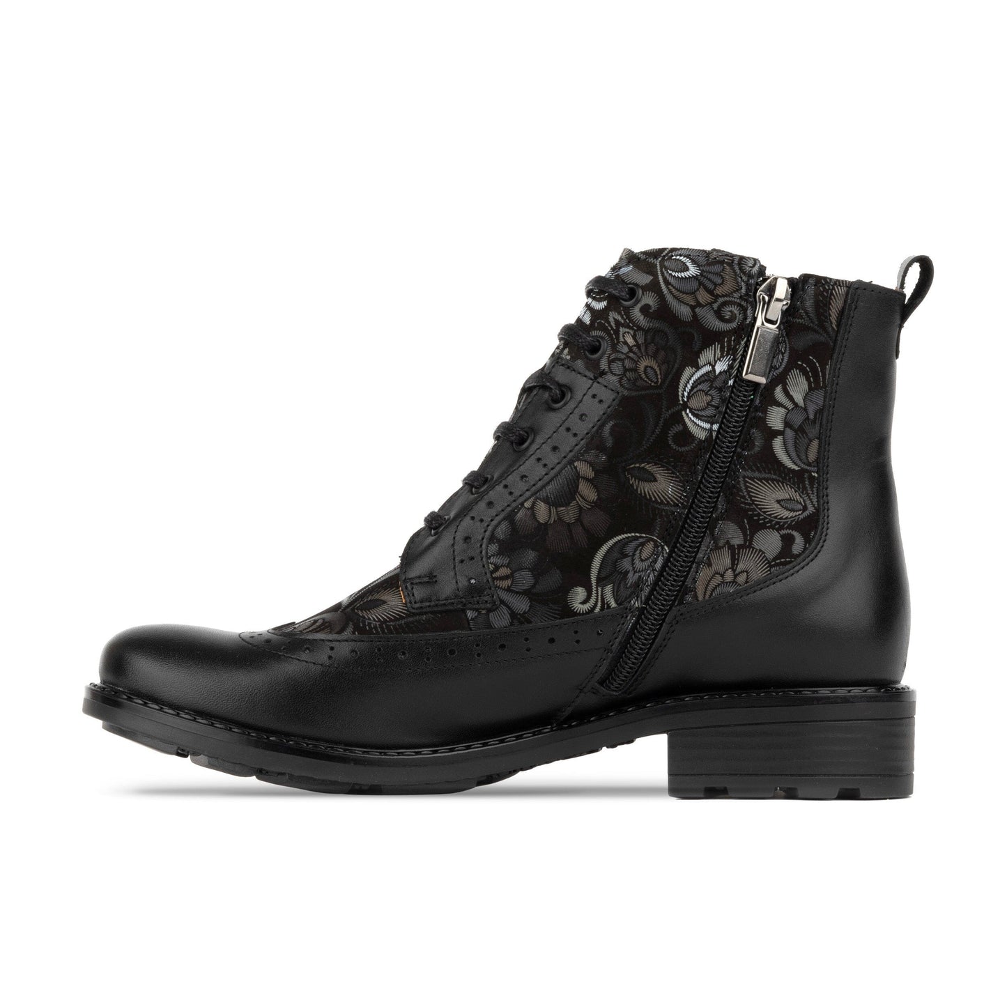 Milliner - Black Emboss Womens Ankle Boots Embassy London