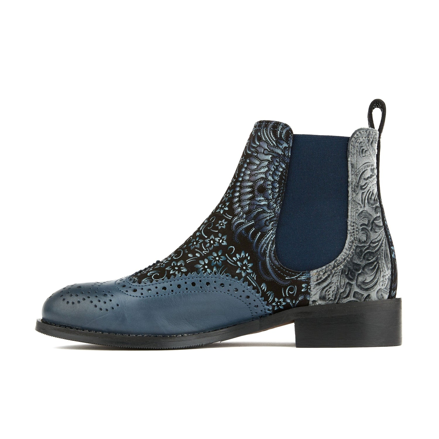 Mamacita - Silver Paisley & Black Womens Ankle Boots Embassy London