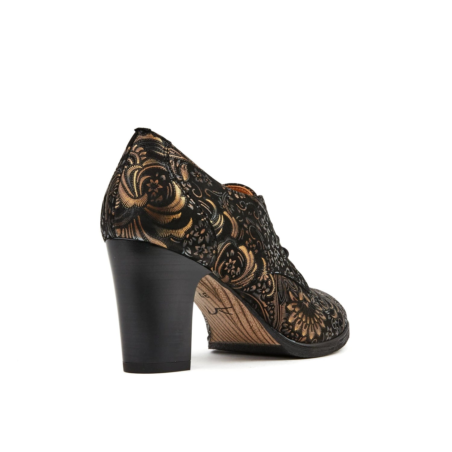 Roulette - Black & Gold Feathers Womens Heels Embassy London