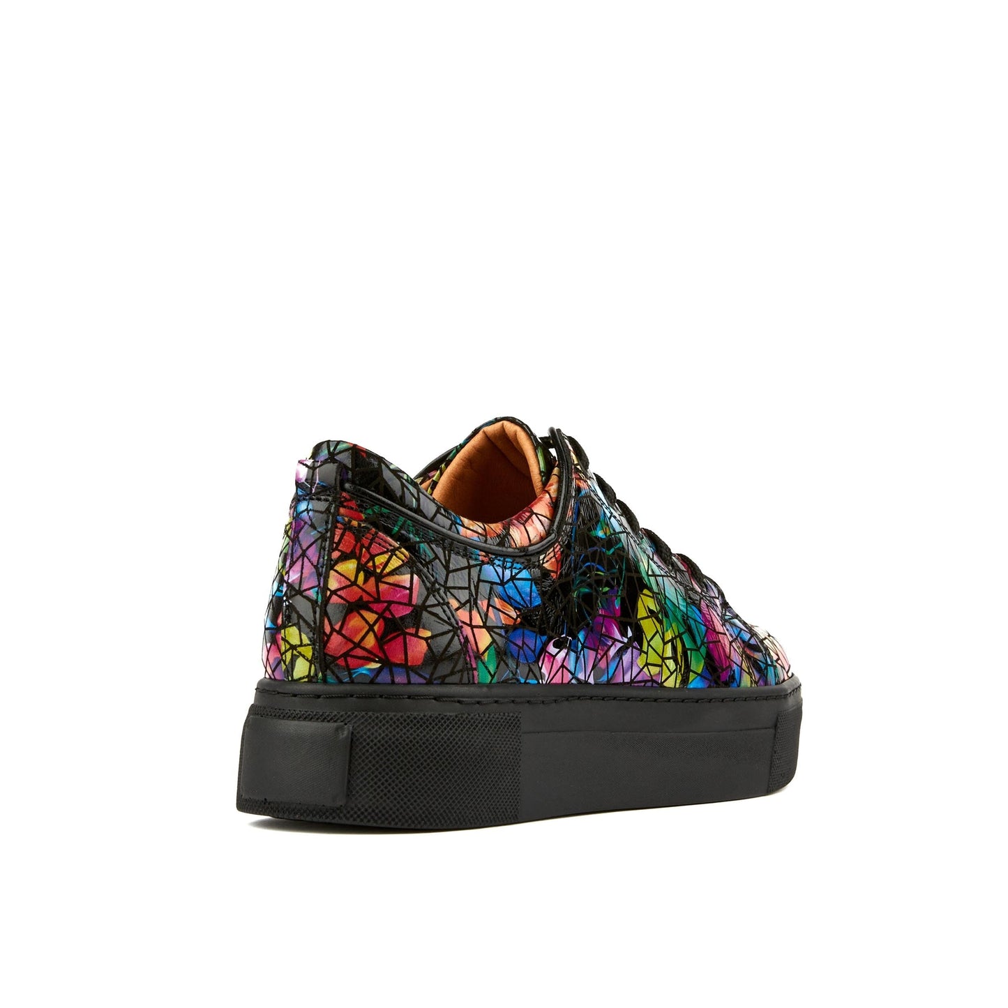 Camila - Dark Tropical - Women's black platform leather trainer in dark print Womens Trainers Embassy London