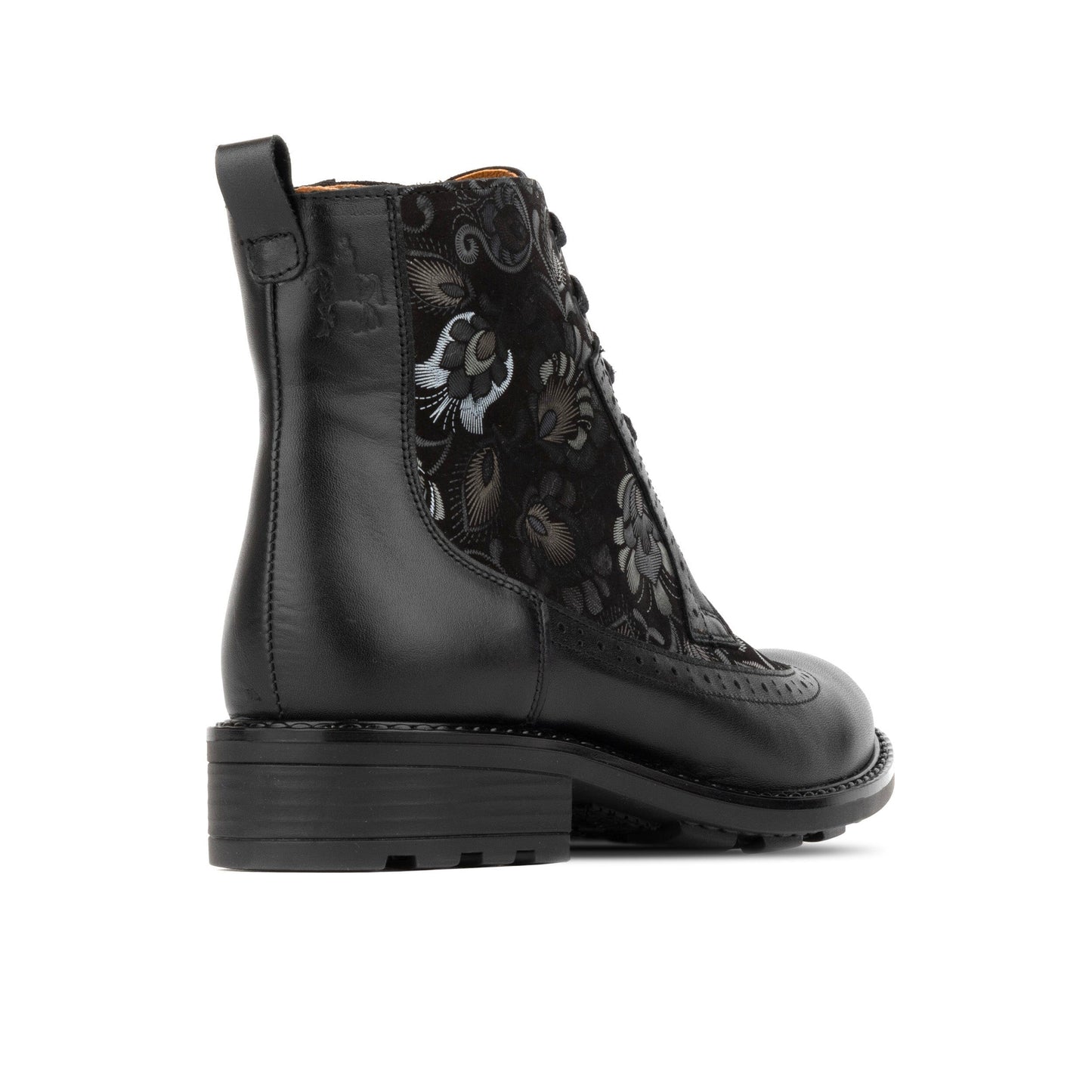 Milliner - Black Emboss Womens Ankle Boots Embassy London