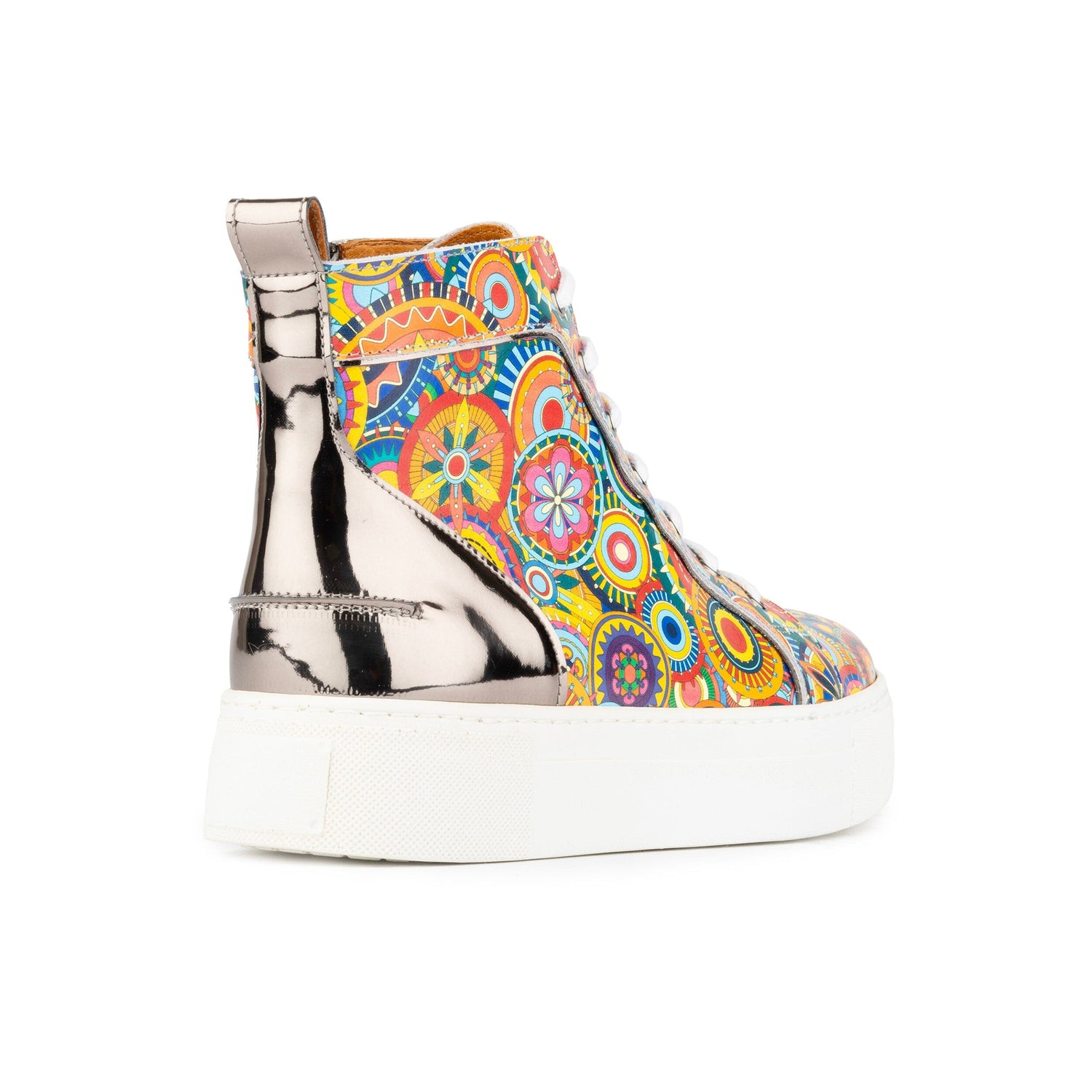 Camila High - Silver & Signature Print Womens Trainers Embassy London