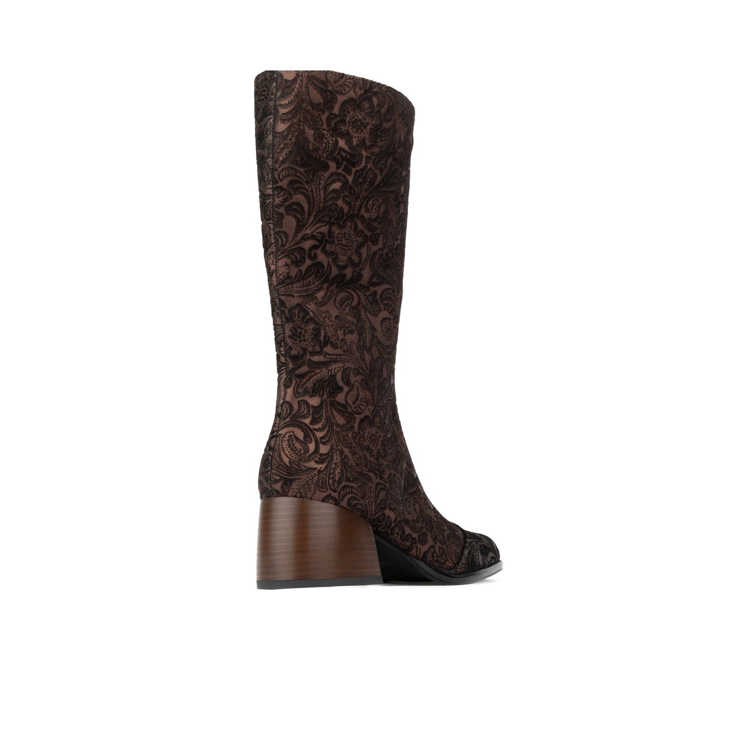 Leticia - Burgundy Floral Emboss Womens Tall Boots Embassy London