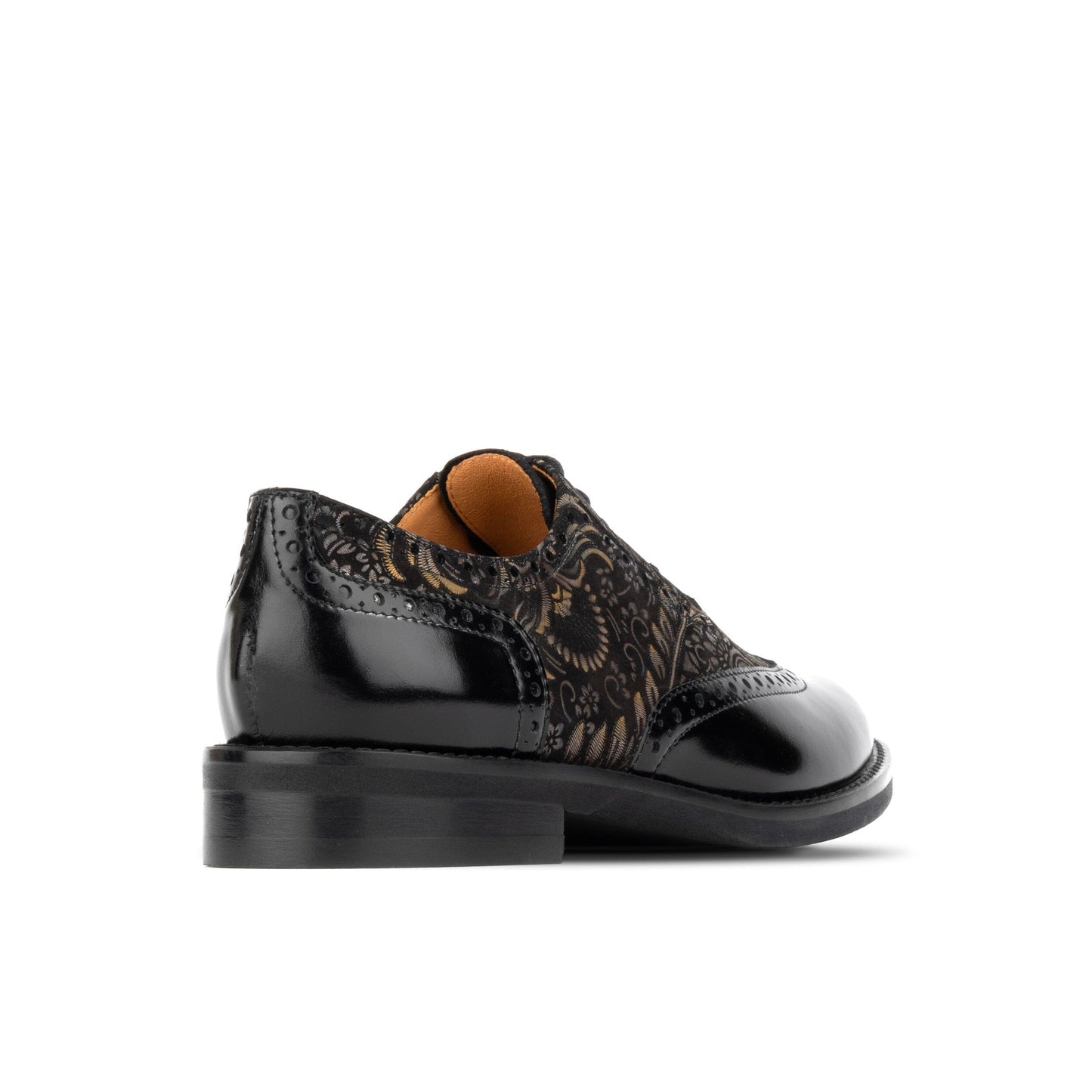 Vivienne - Black & Gold Feathers Womens Shoes Embassy London