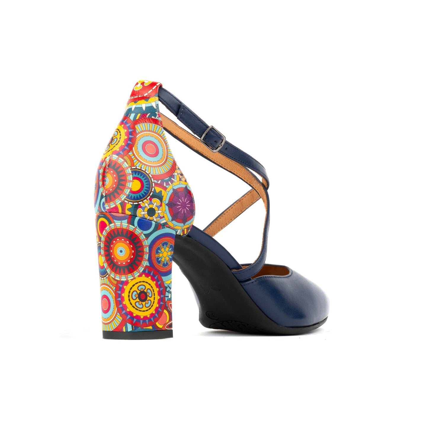 Kylie - Navy & Signature Print Womens Heels Embassy London