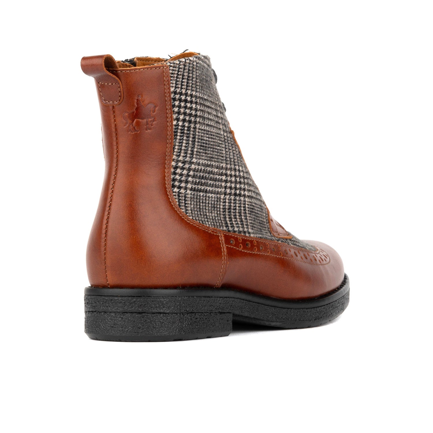 Hatter - Brown & Brown Check Womens Ankle Boots Embassy London