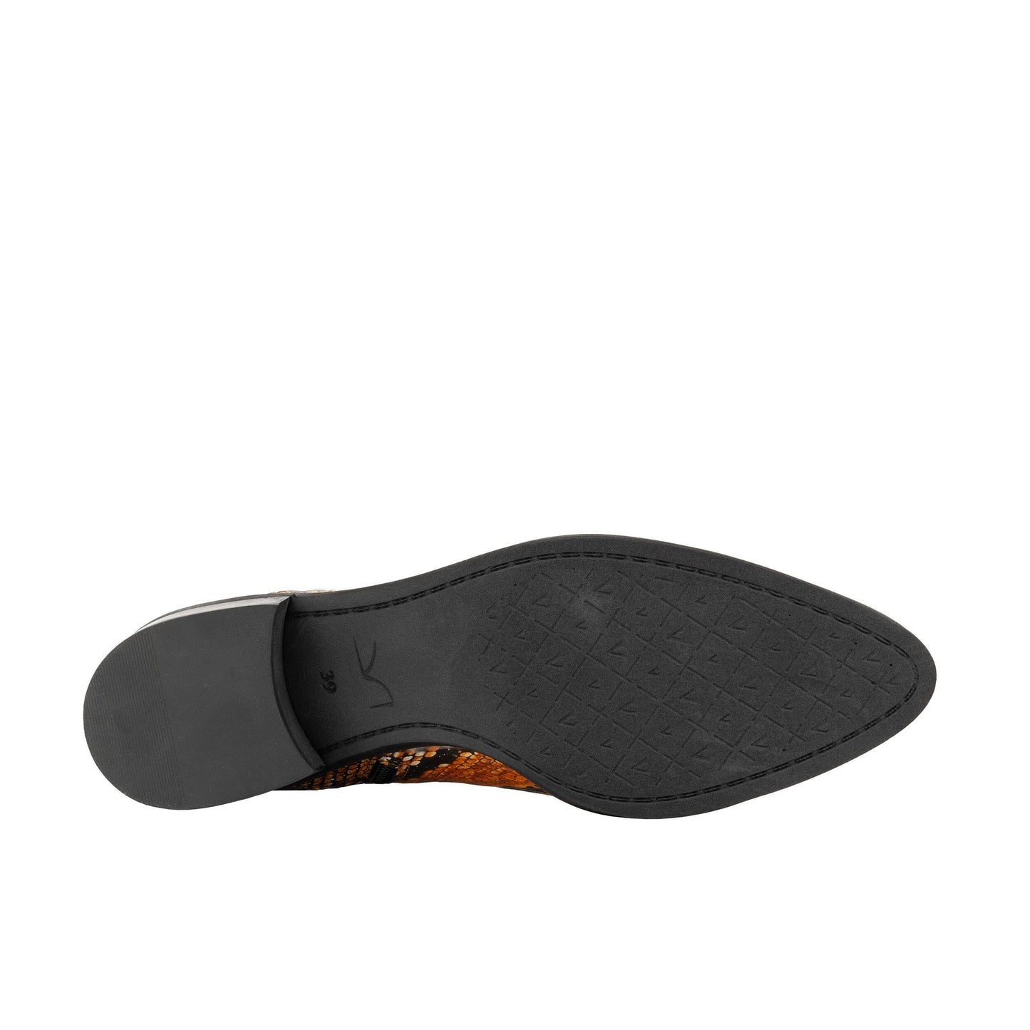 Texas - Black & Orange Snake Pattern Womens Ankle Boots Embassy London