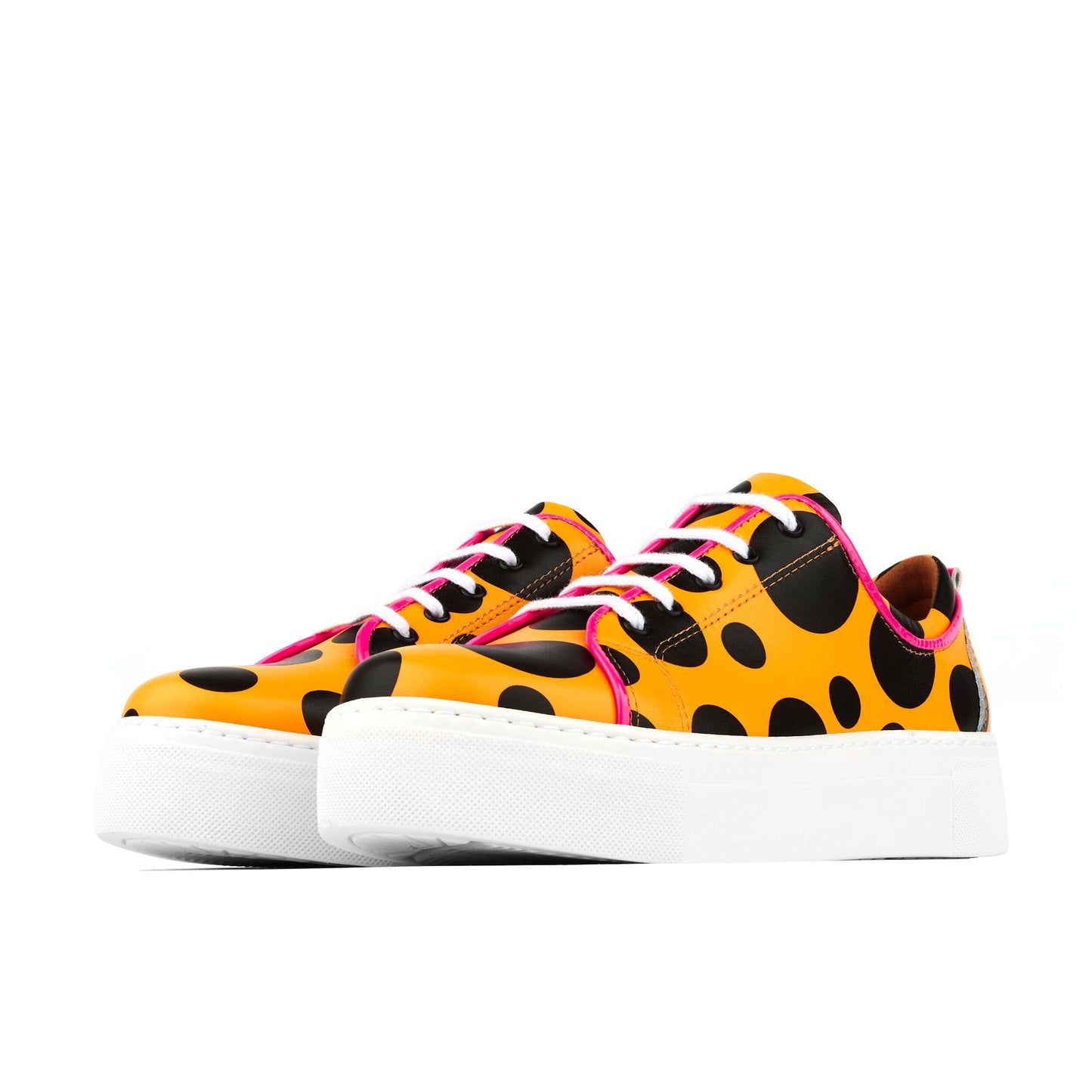 Camila - Orange & Black Polka Dot Womens Designer Sneakers Embassy London